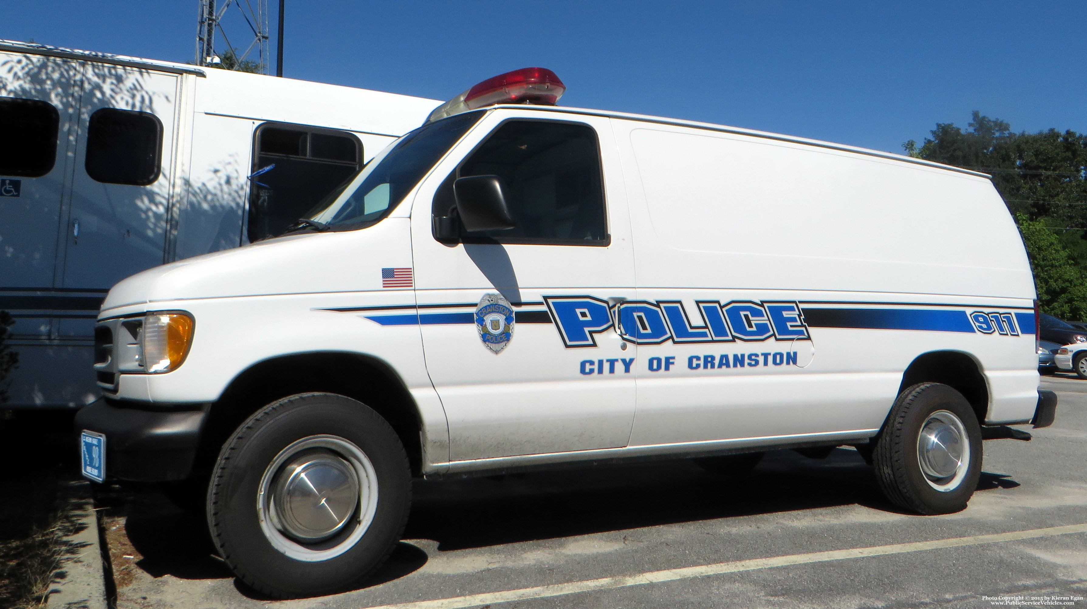 A photo  of Cranston Police
            Prisoner Transport Unit, a 1996-2006 Ford E-Series             taken by Kieran Egan