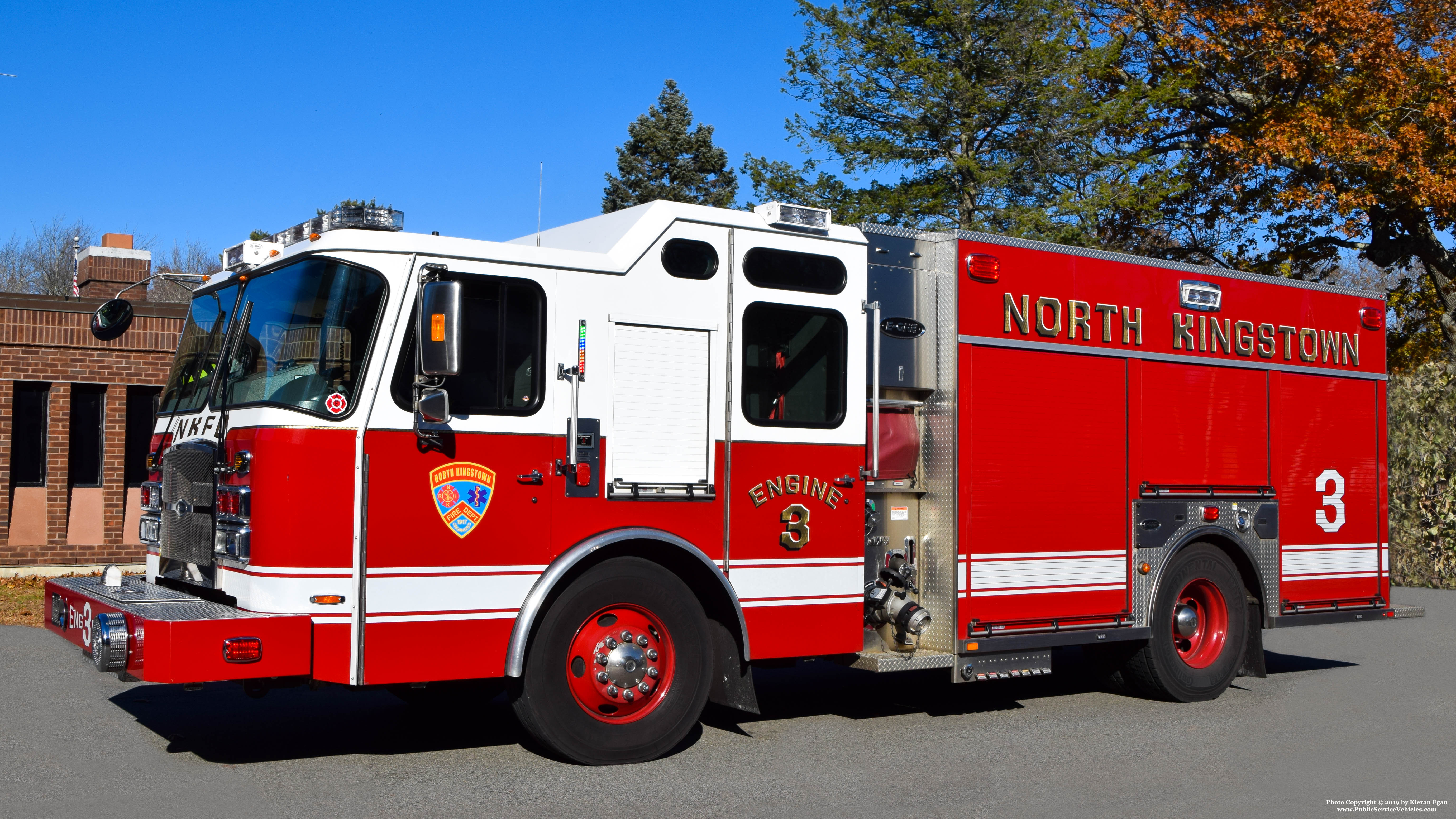 A photo  of North Kingstown Fire
            Engine 3, a 2015 E-One Typhoon             taken by Kieran Egan