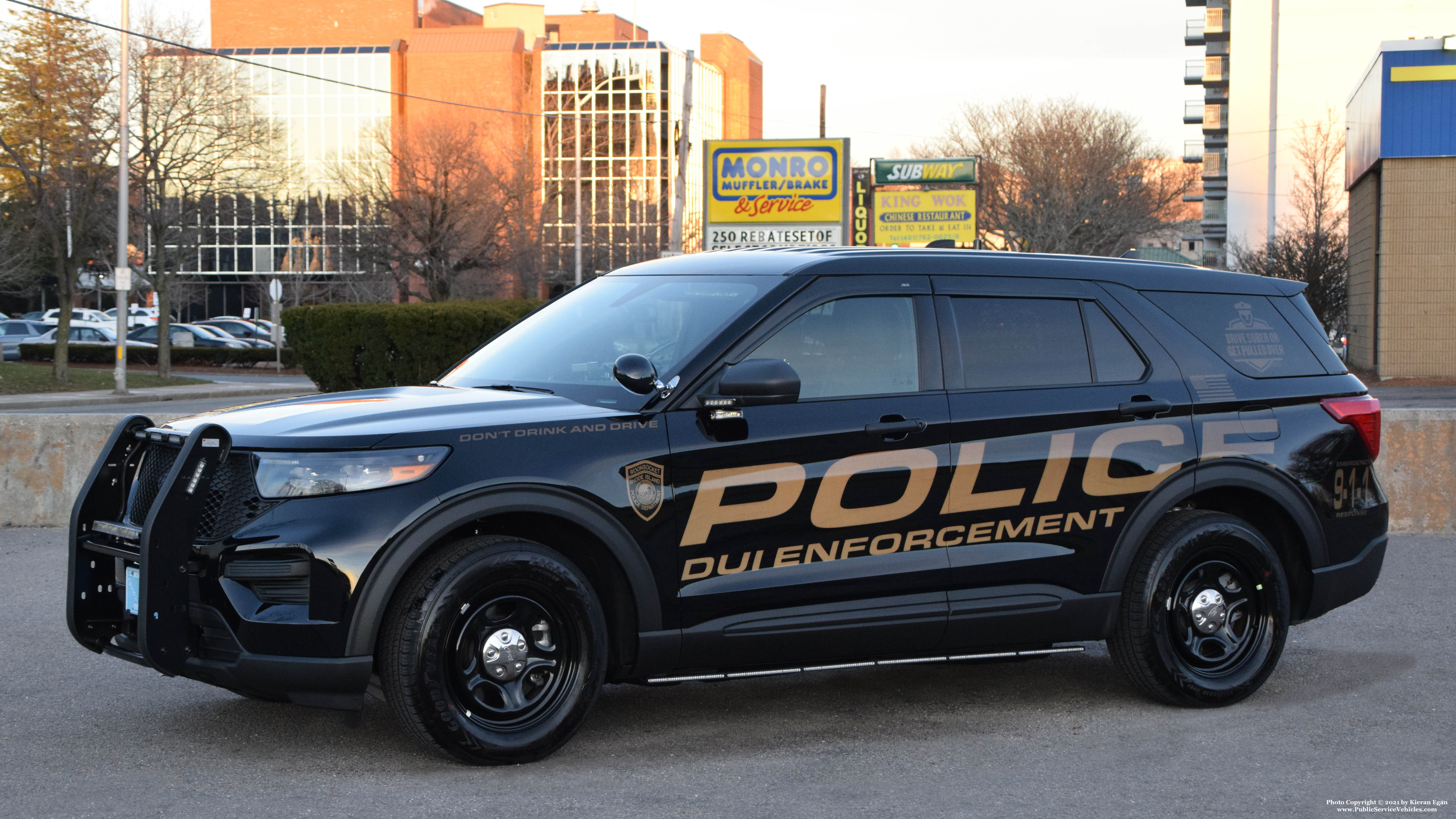 A photo  of Woonsocket Police
            DUI Enforcement Unit, a 2020 Ford Police Interceptor Utility             taken by Kieran Egan