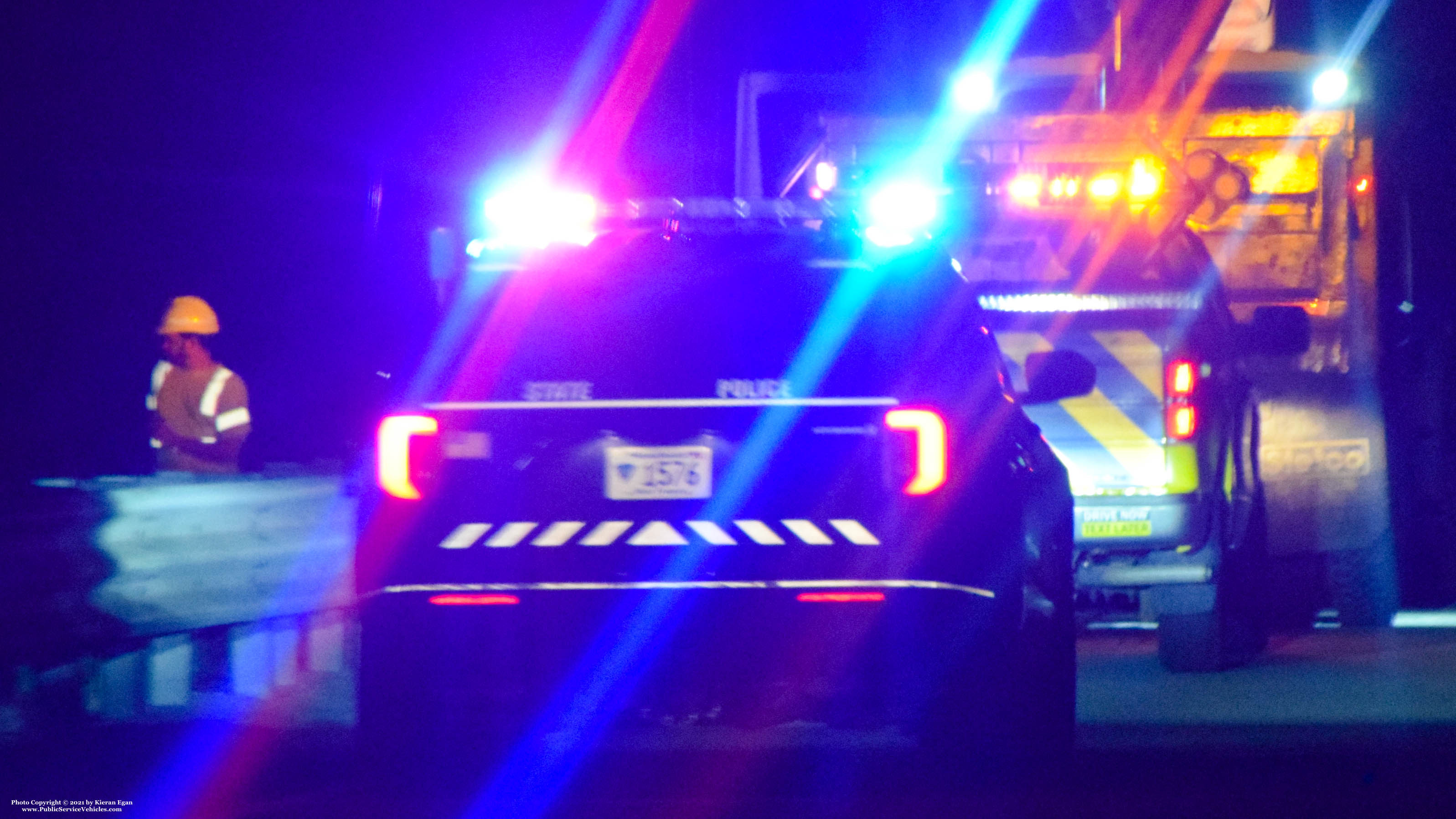 A photo  of Massachusetts State Police
            Cruiser 1576, a 2020 Ford Police Interceptor Utility Hybrid             taken by Kieran Egan