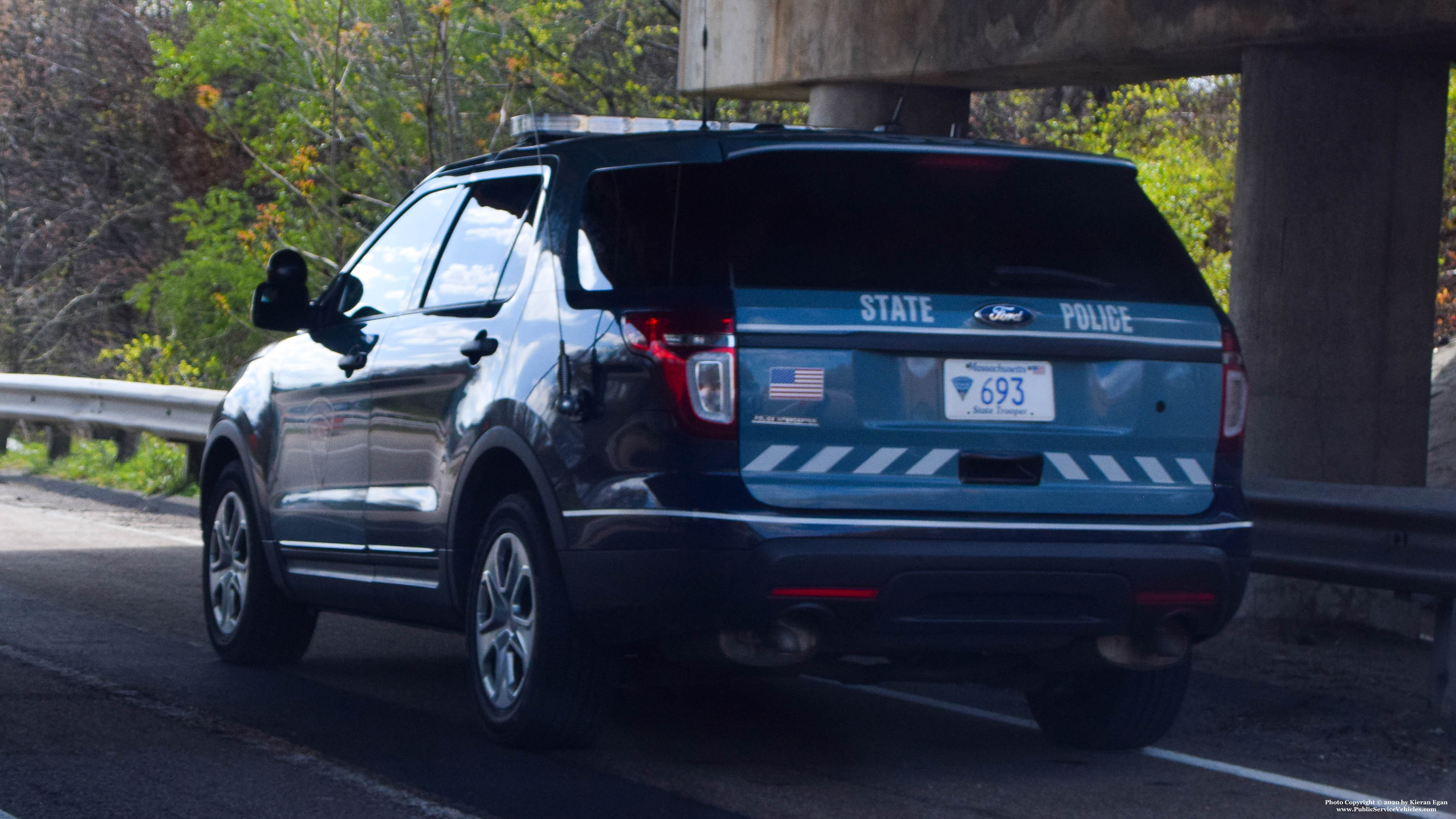A photo  of Massachusetts State Police
            Cruiser 693, a 2015 Ford Police Interceptor Utility             taken by Kieran Egan