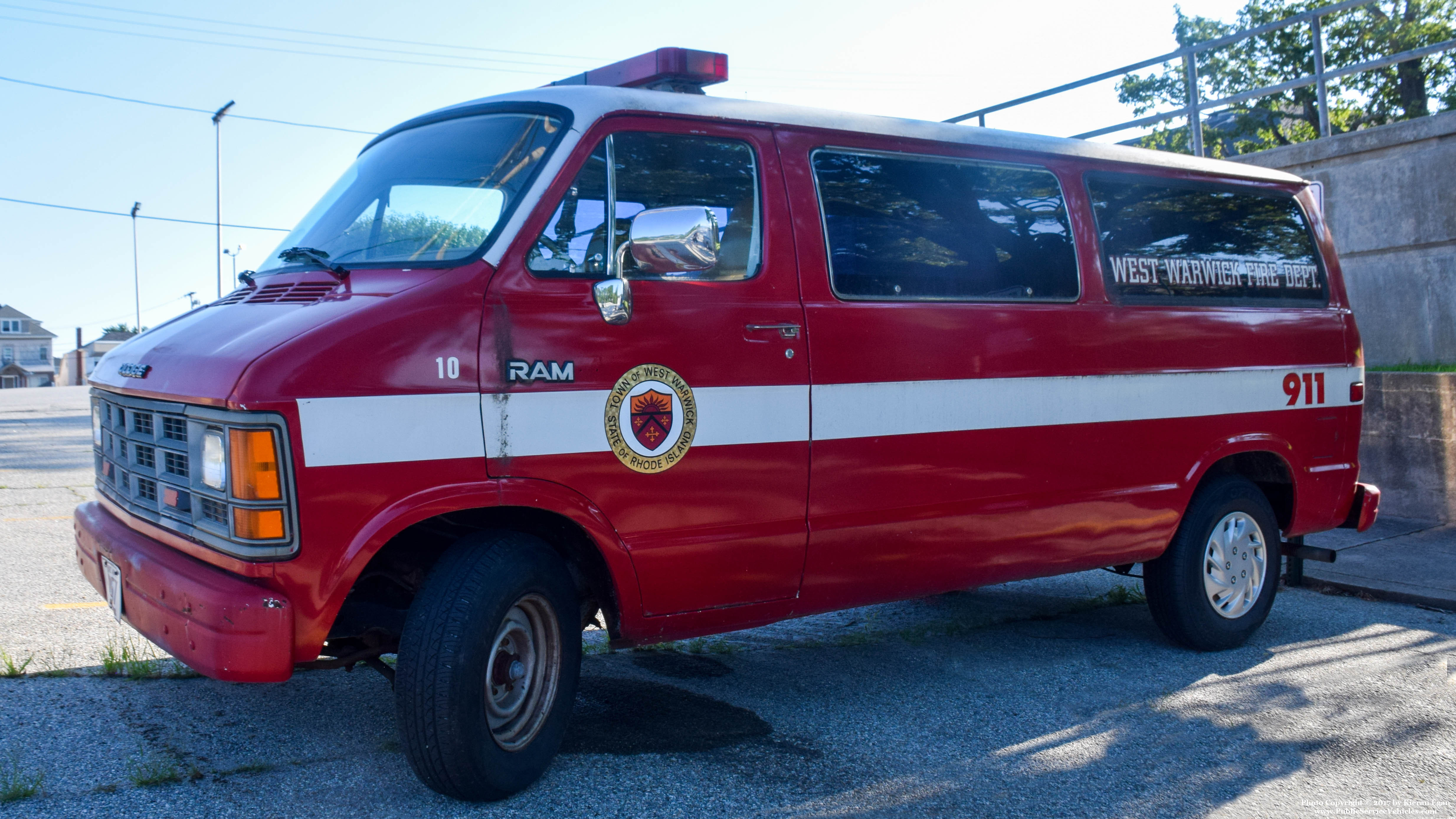 A photo  of West Warwick Fire
            Car 10, a 1979 Dodge RAM Van             taken by Kieran Egan