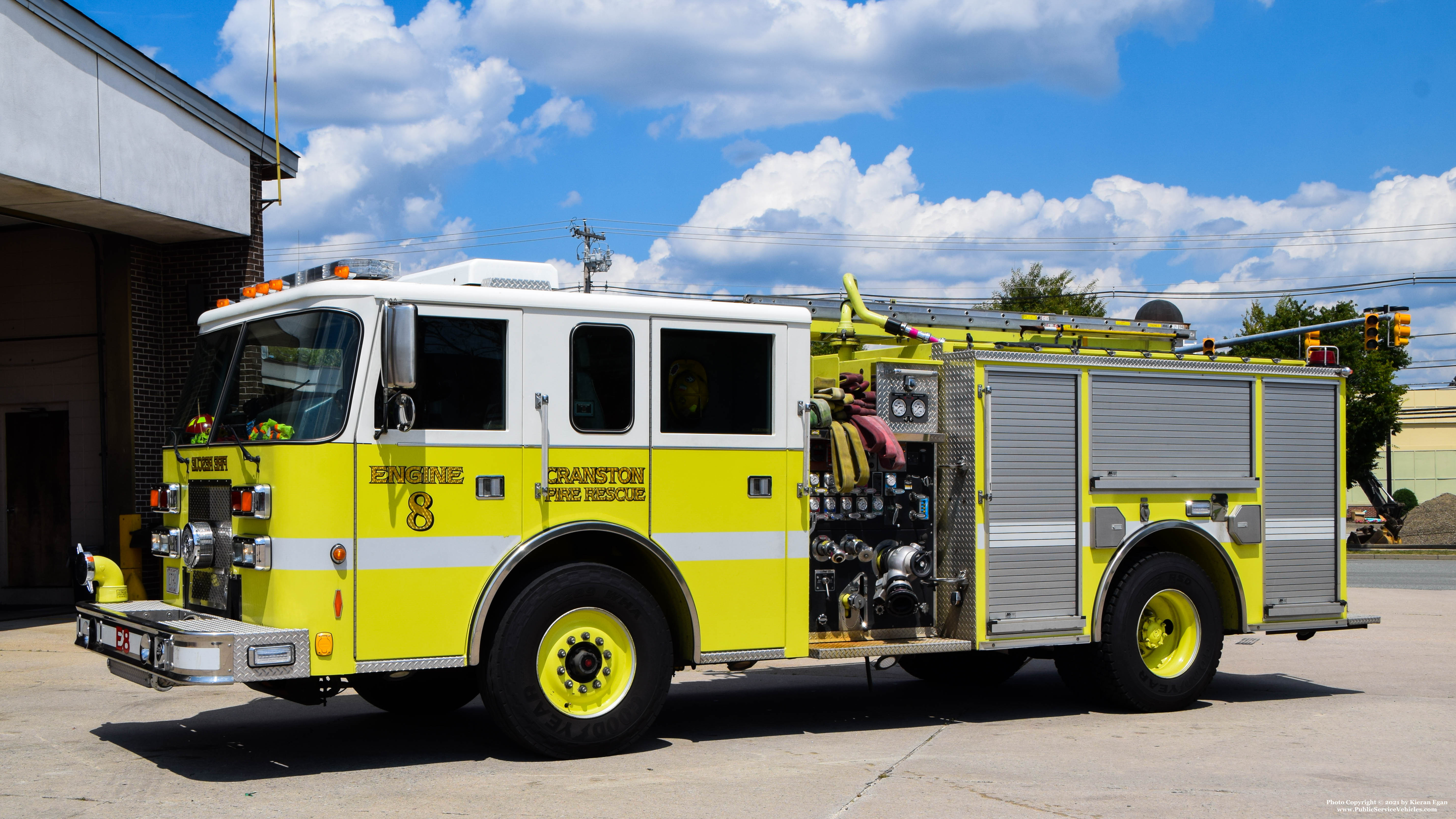 A photo  of Cranston Fire
            Engine 8, a 2001 Pierce Contender             taken by Kieran Egan