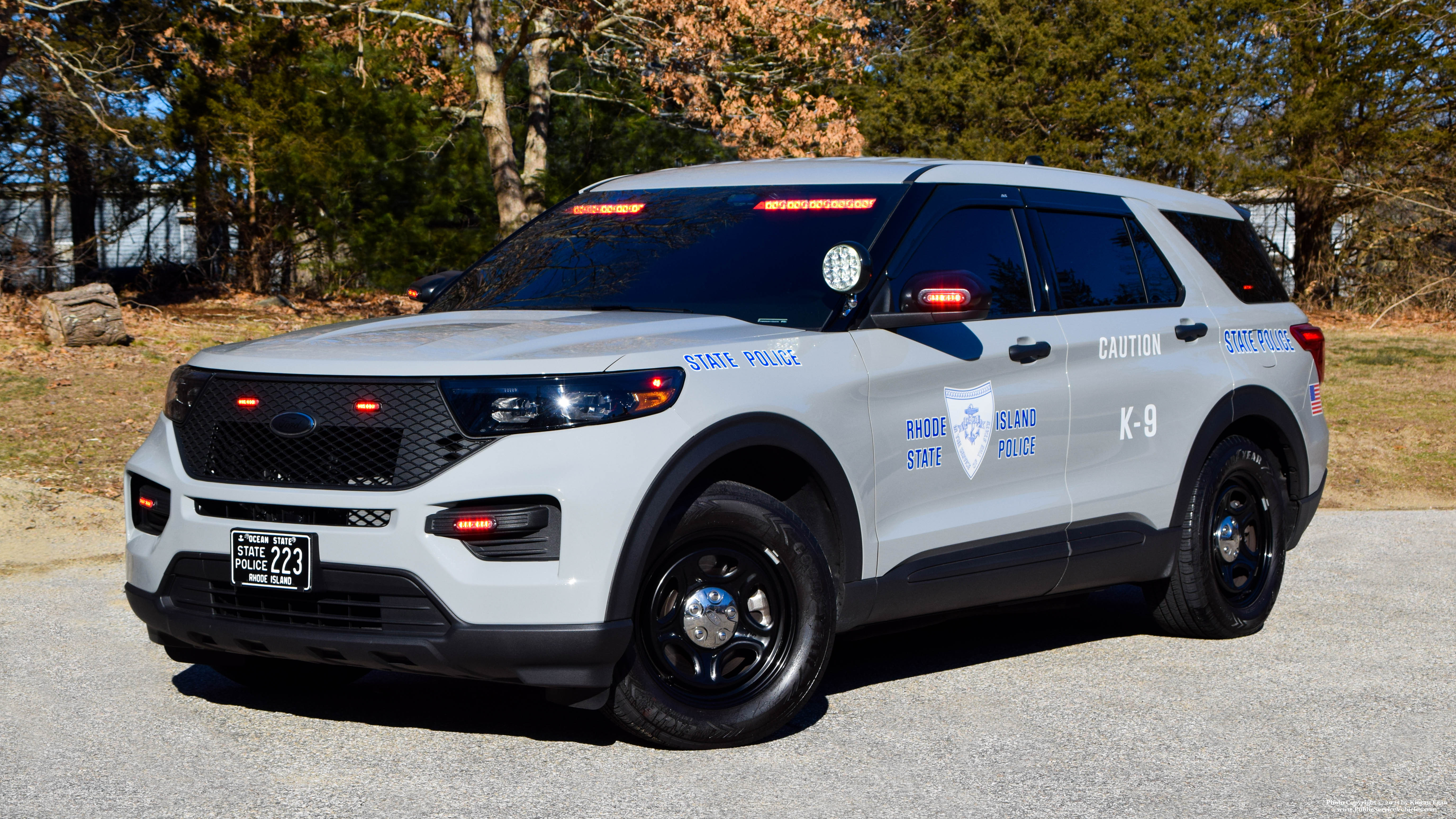 A photo  of Rhode Island State Police
            Cruiser 223, a 2020 Ford Police Interceptor Utility             taken by Kieran Egan