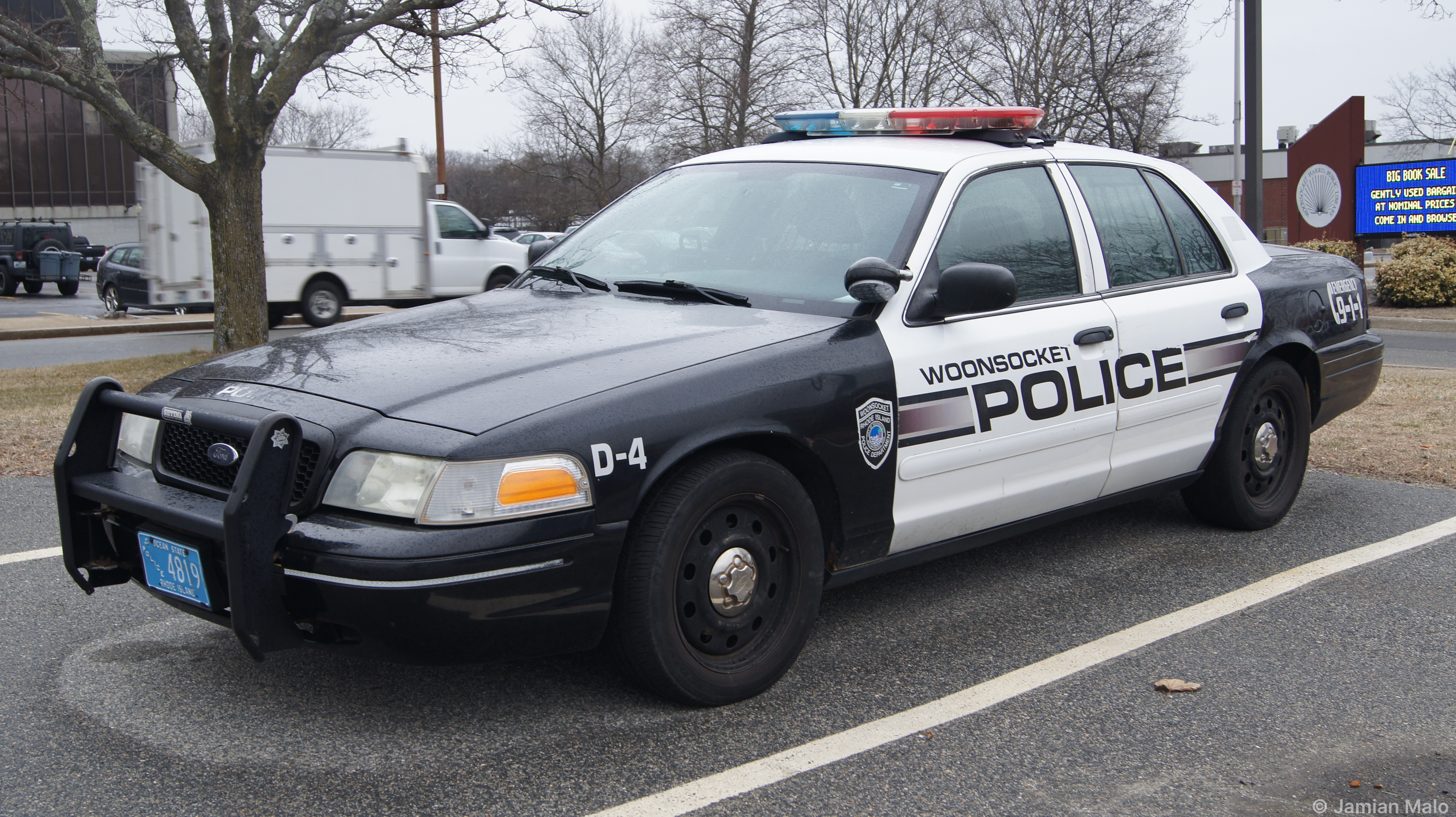 A photo  of Woonsocket Police
            D-4, a 2006-2008 Ford Crown Victoria Police Interceptor             taken by Jamian Malo