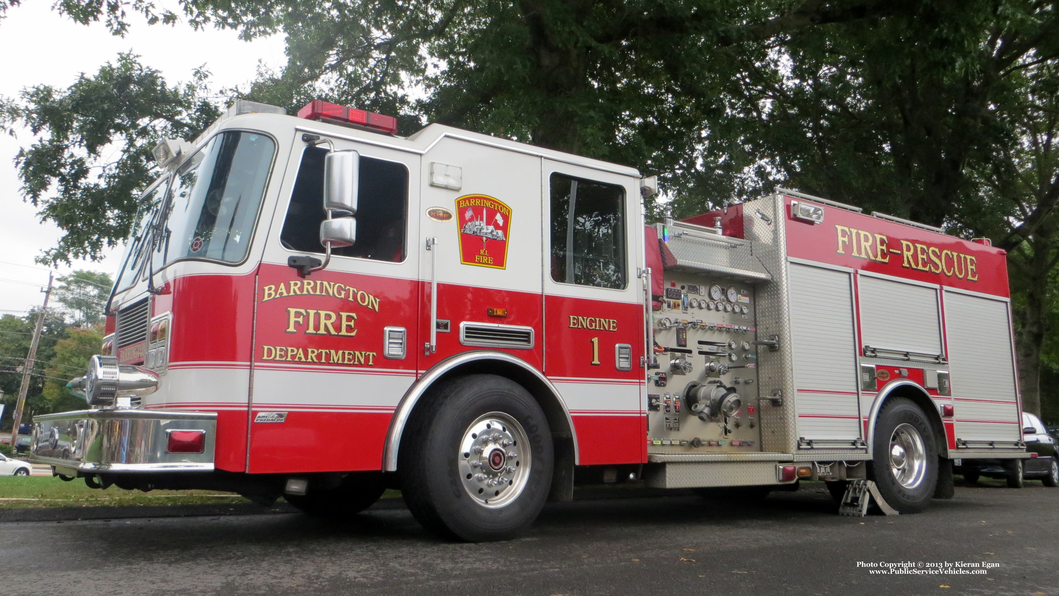 A photo  of Barrington Fire
            Engine 1, a 2006 KME Predator             taken by Kieran Egan