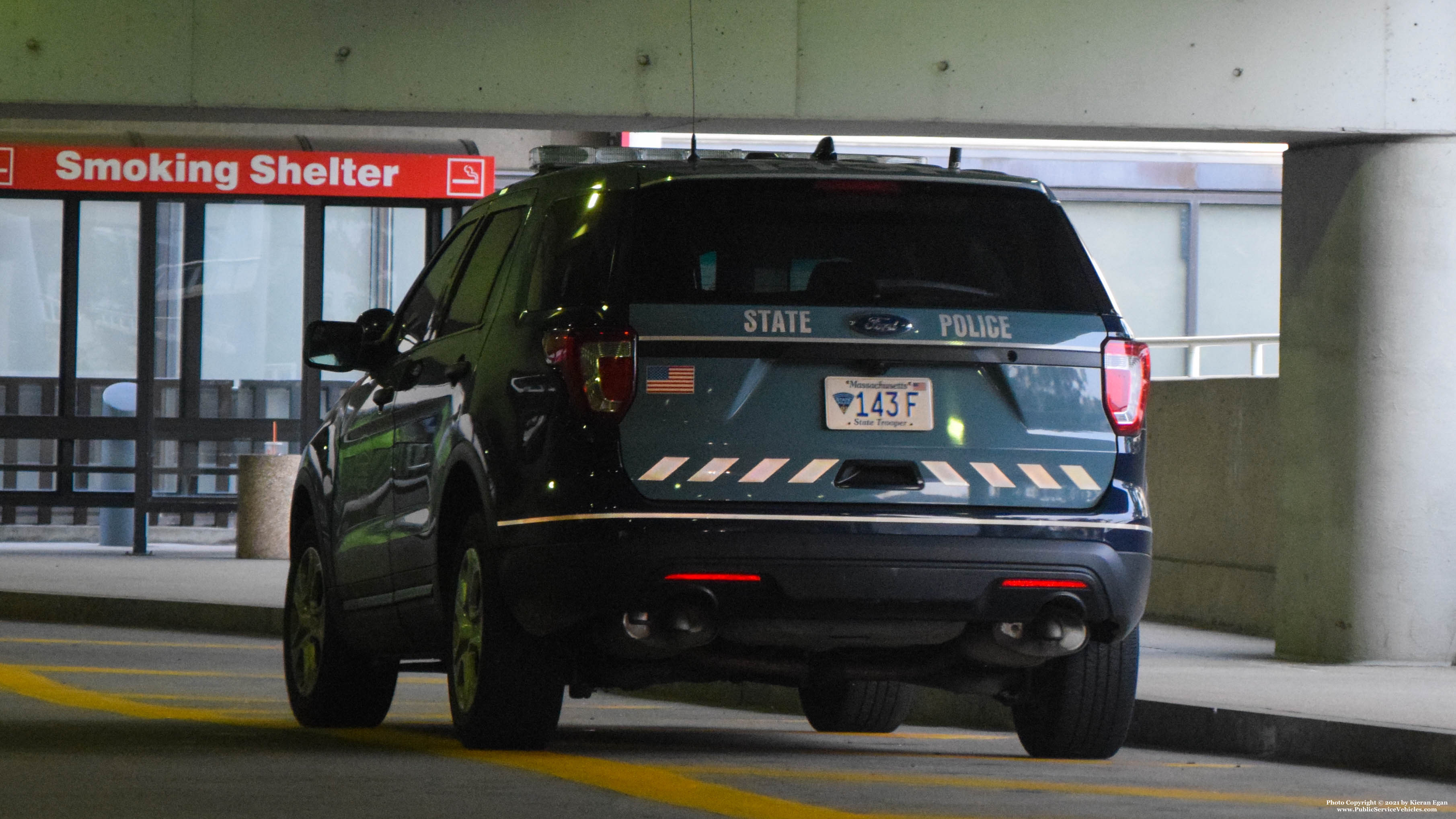 A photo  of Massachusetts State Police
            Cruiser 143F, a 2017 Ford Police Interceptor Utility             taken by Kieran Egan