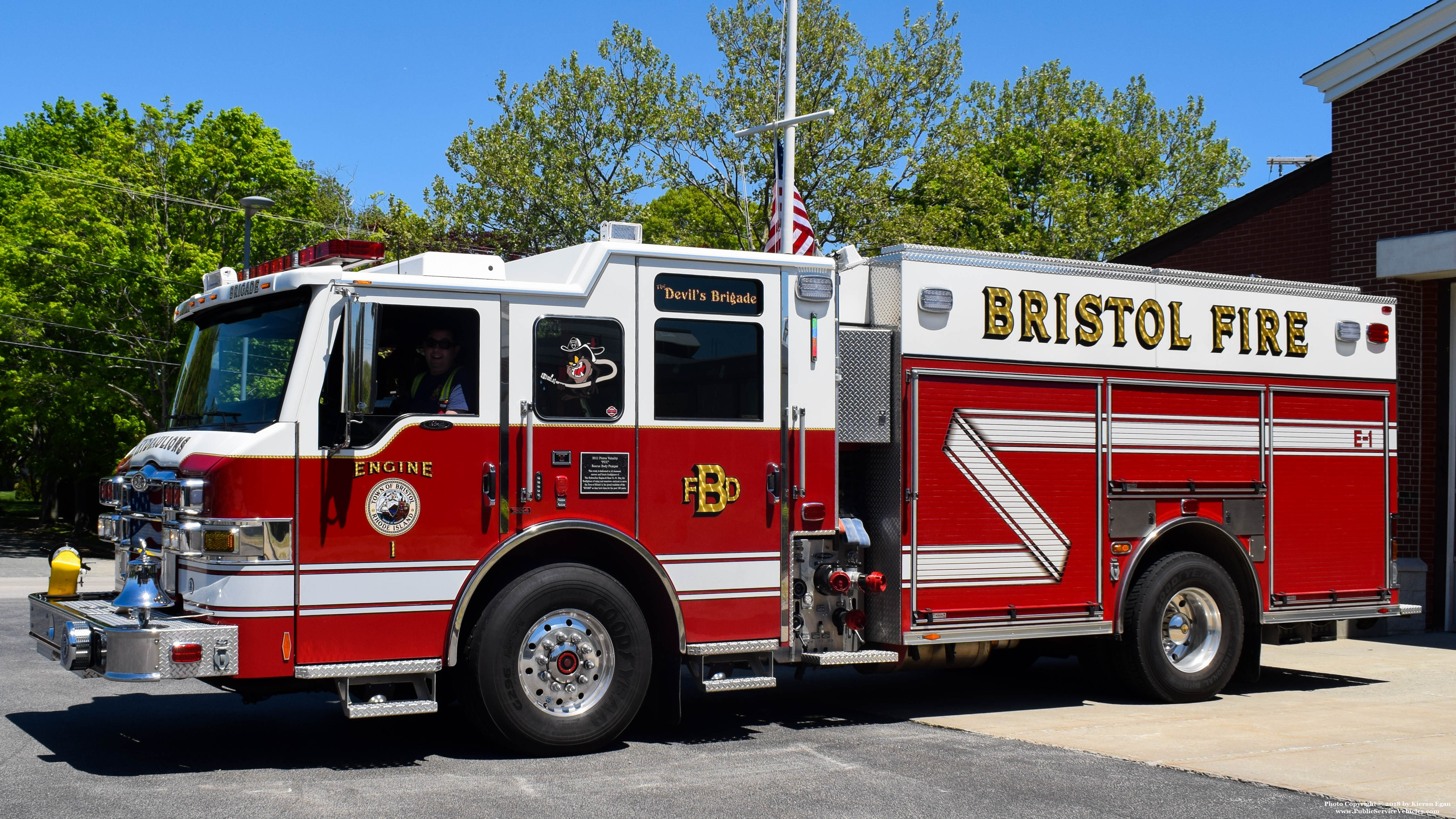 A photo  of Bristol Fire
            Engine 1, a 2011 Pierce Velocity PUC             taken by Kieran Egan