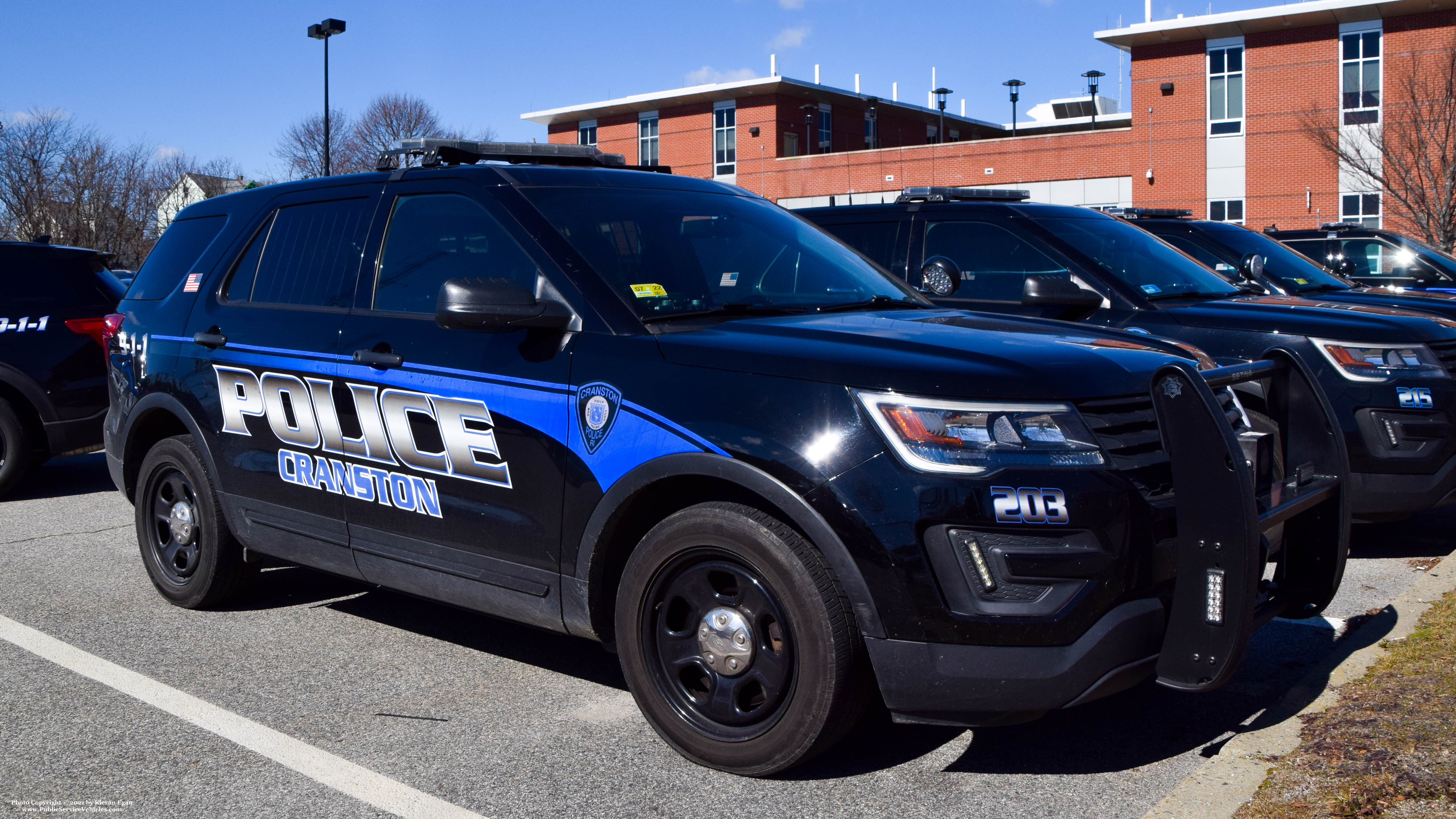 A photo  of Cranston Police
            Cruiser 203, a 2018 Ford Police Interceptor Utility             taken by Kieran Egan