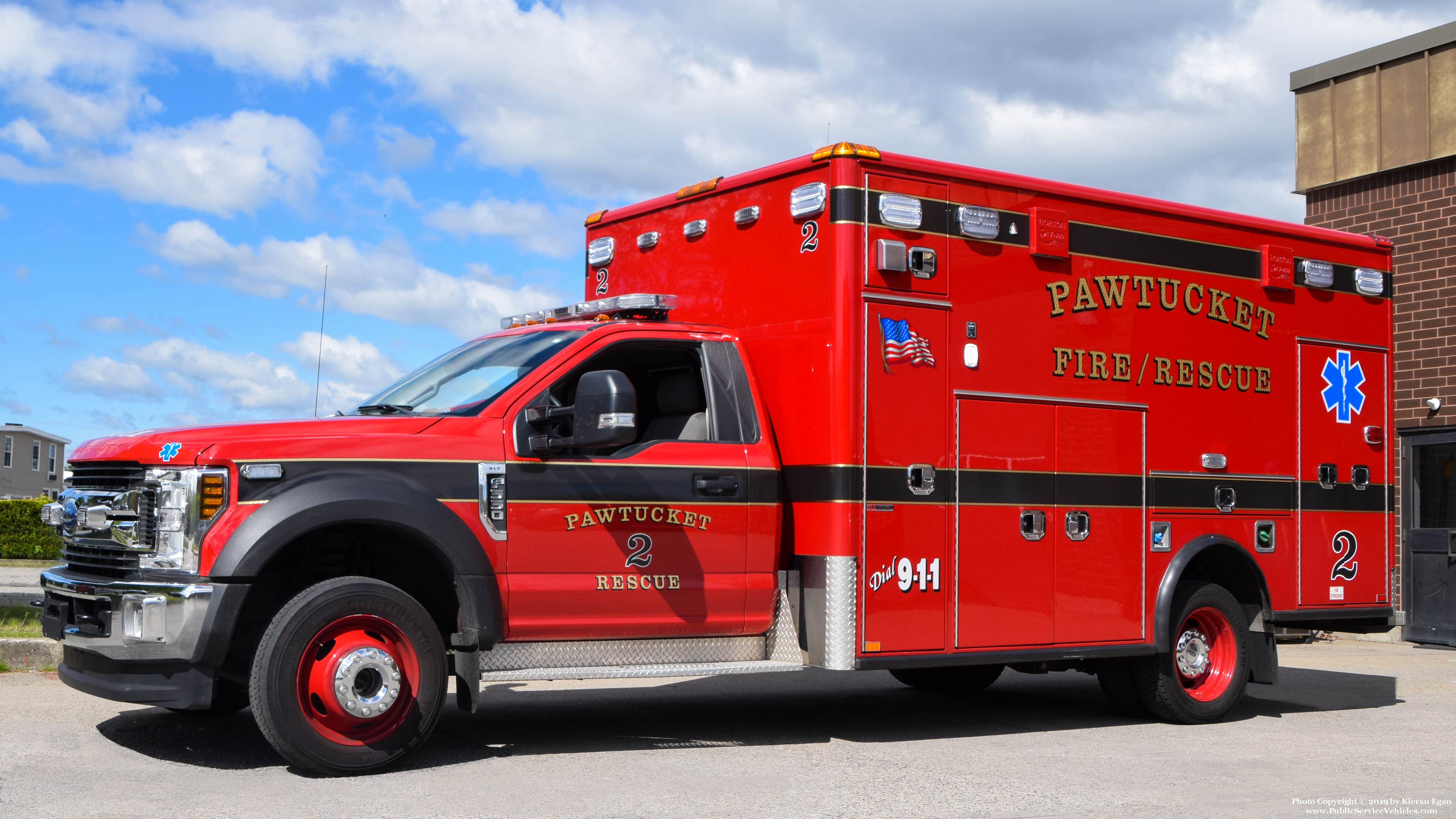 A photo  of Pawtucket Fire
            Rescue 2, a 2018 Ford F-550             taken by Kieran Egan