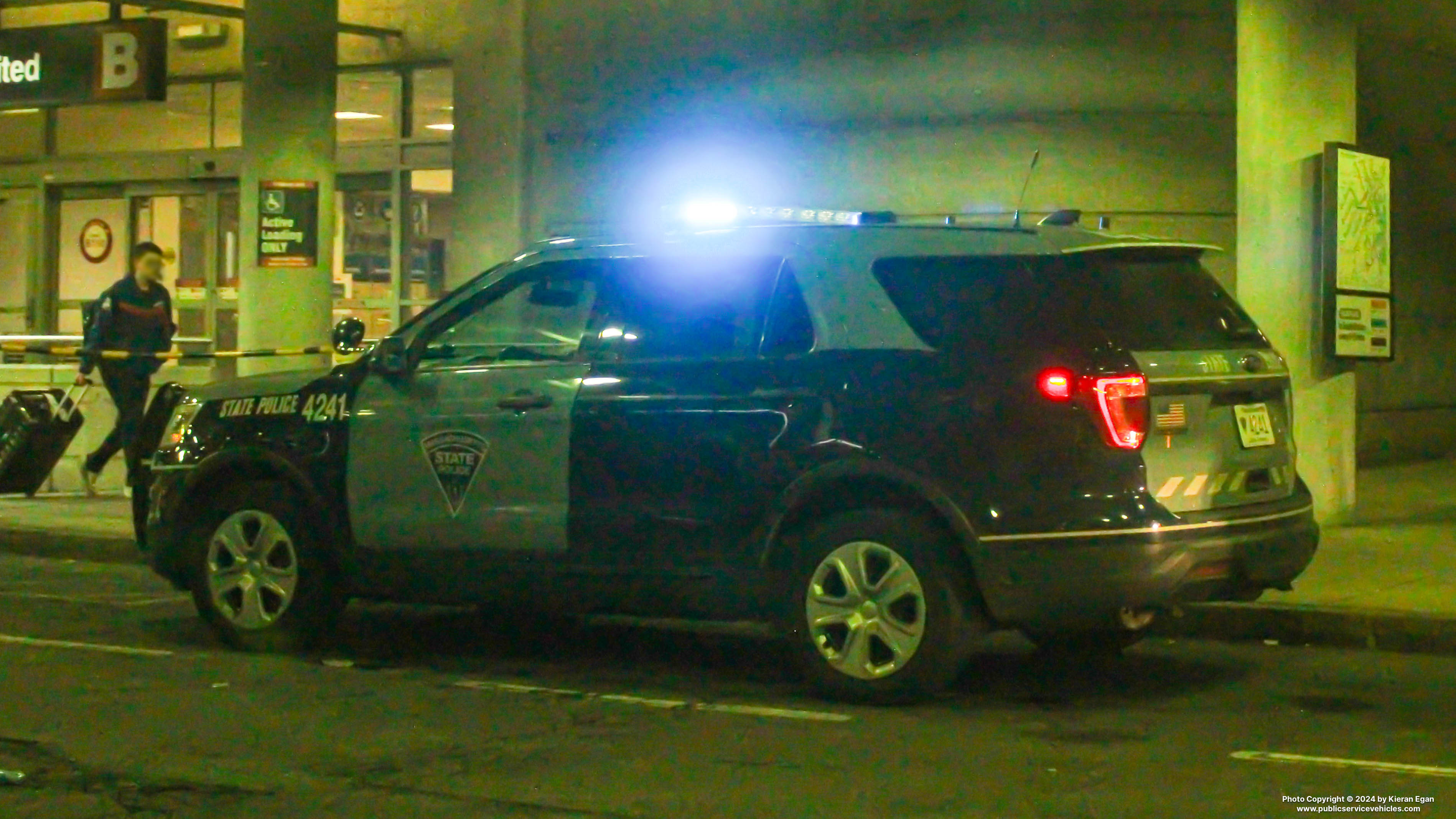A photo  of Massachusetts State Police
            Cruiser 4241, a 2019 Ford Police Interceptor Utility             taken by Kieran Egan