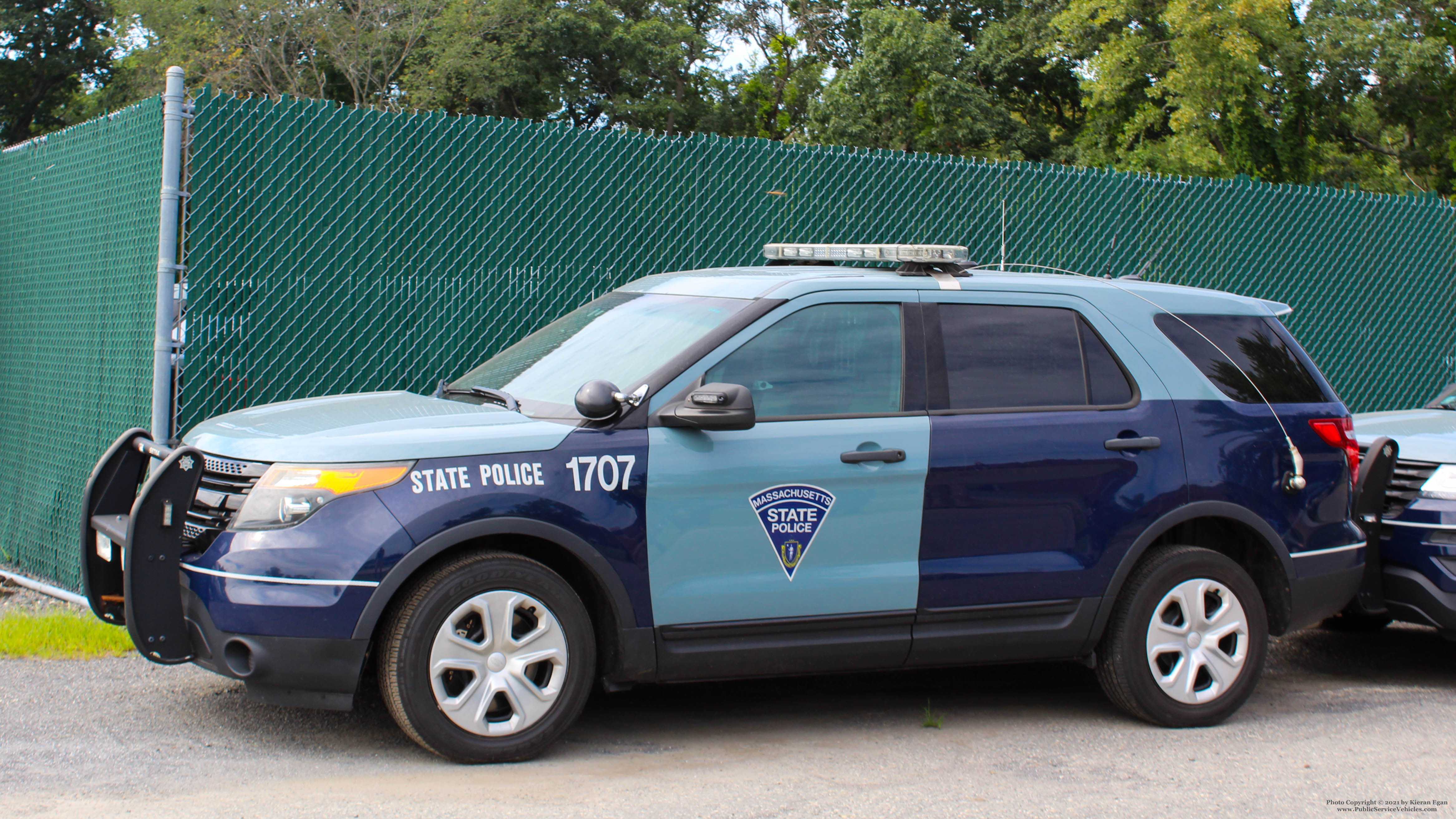 A photo  of Massachusetts State Police
            Cruiser 1707, a 2013 Ford Police Interceptor Utility             taken by Kieran Egan