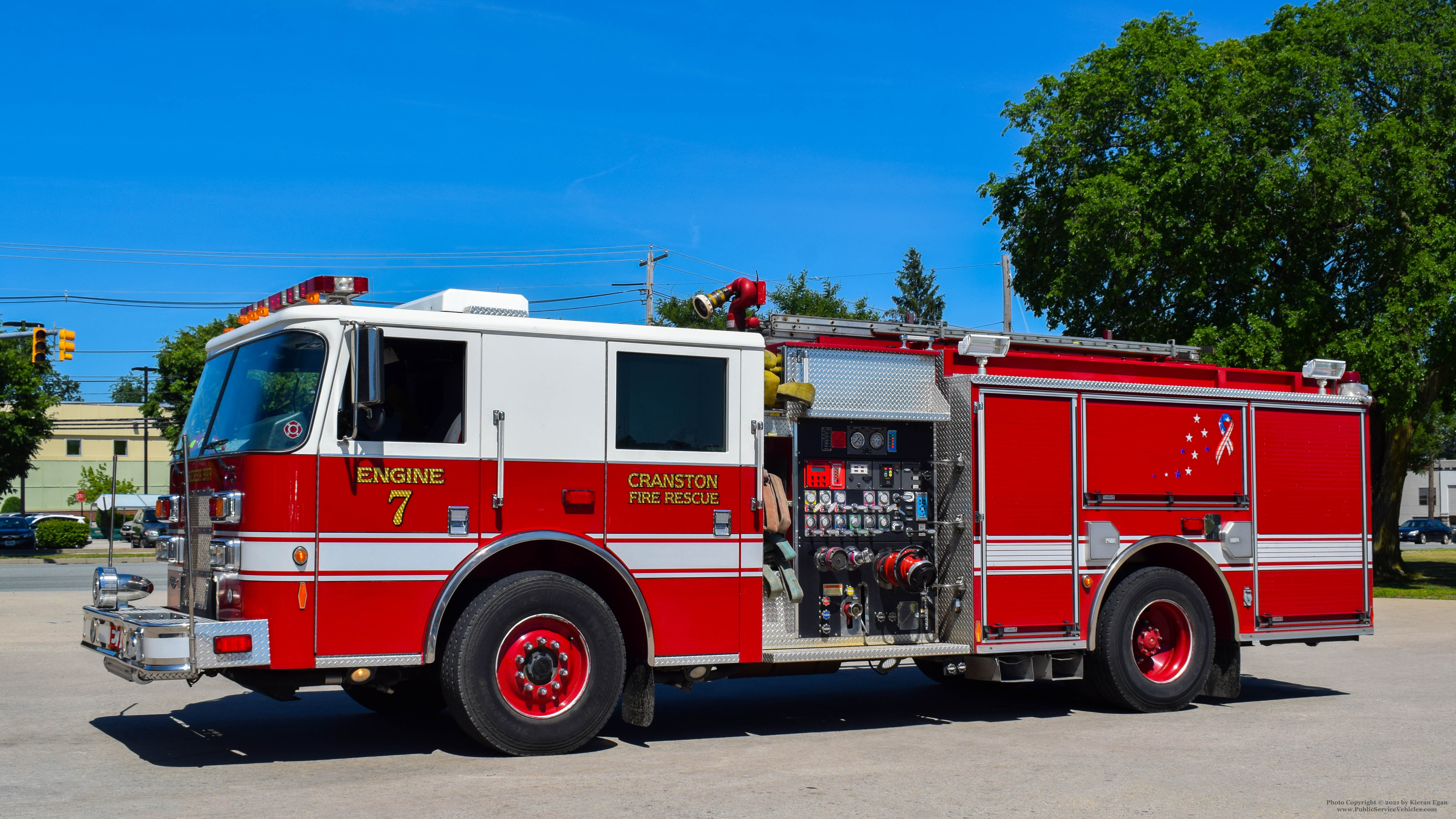 A photo  of Cranston Fire
            Engine 7, a 2006 Pierce Contender             taken by Kieran Egan