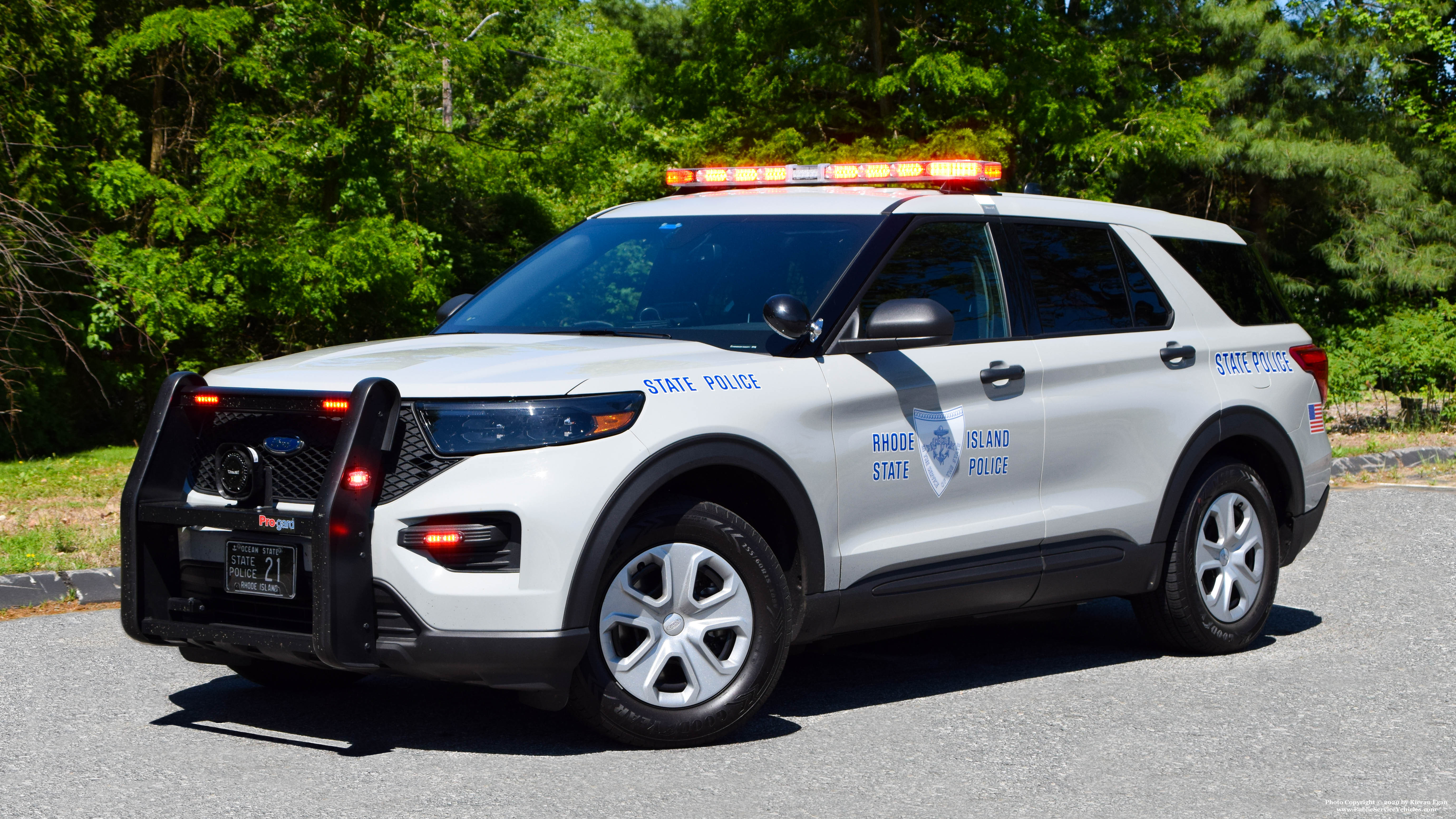 A photo  of Rhode Island State Police
            Cruiser 21, a 2020 Ford Police Interceptor Utility             taken by Kieran Egan