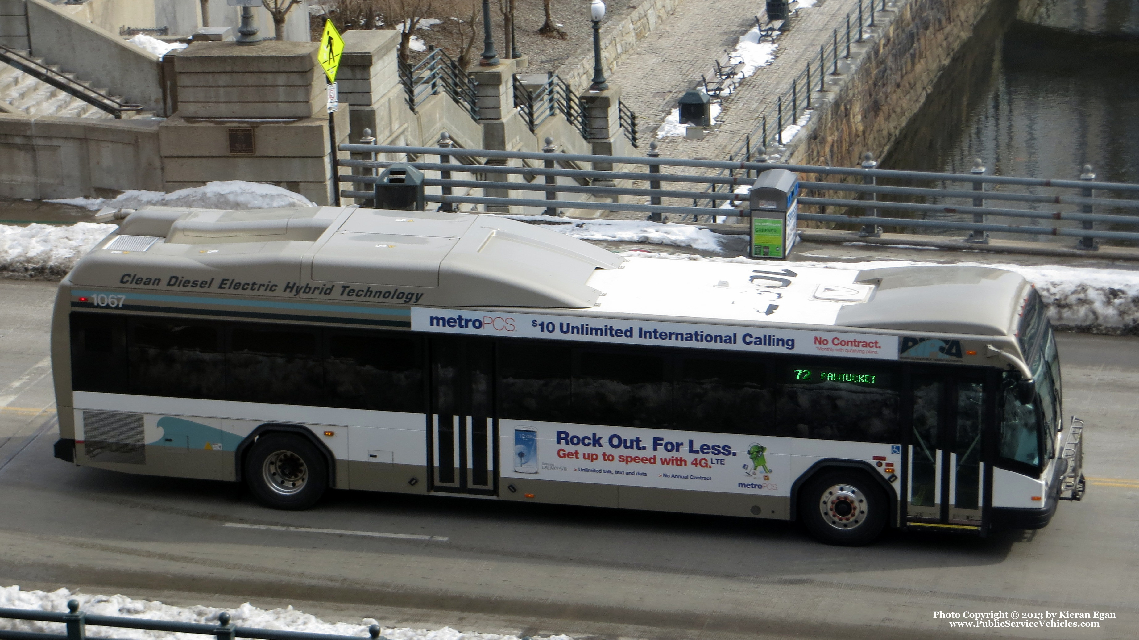 A photo  of Rhode Island Public Transit Authority
            Bus 1067, a 2010 Gillig BRT HEV             taken by Kieran Egan