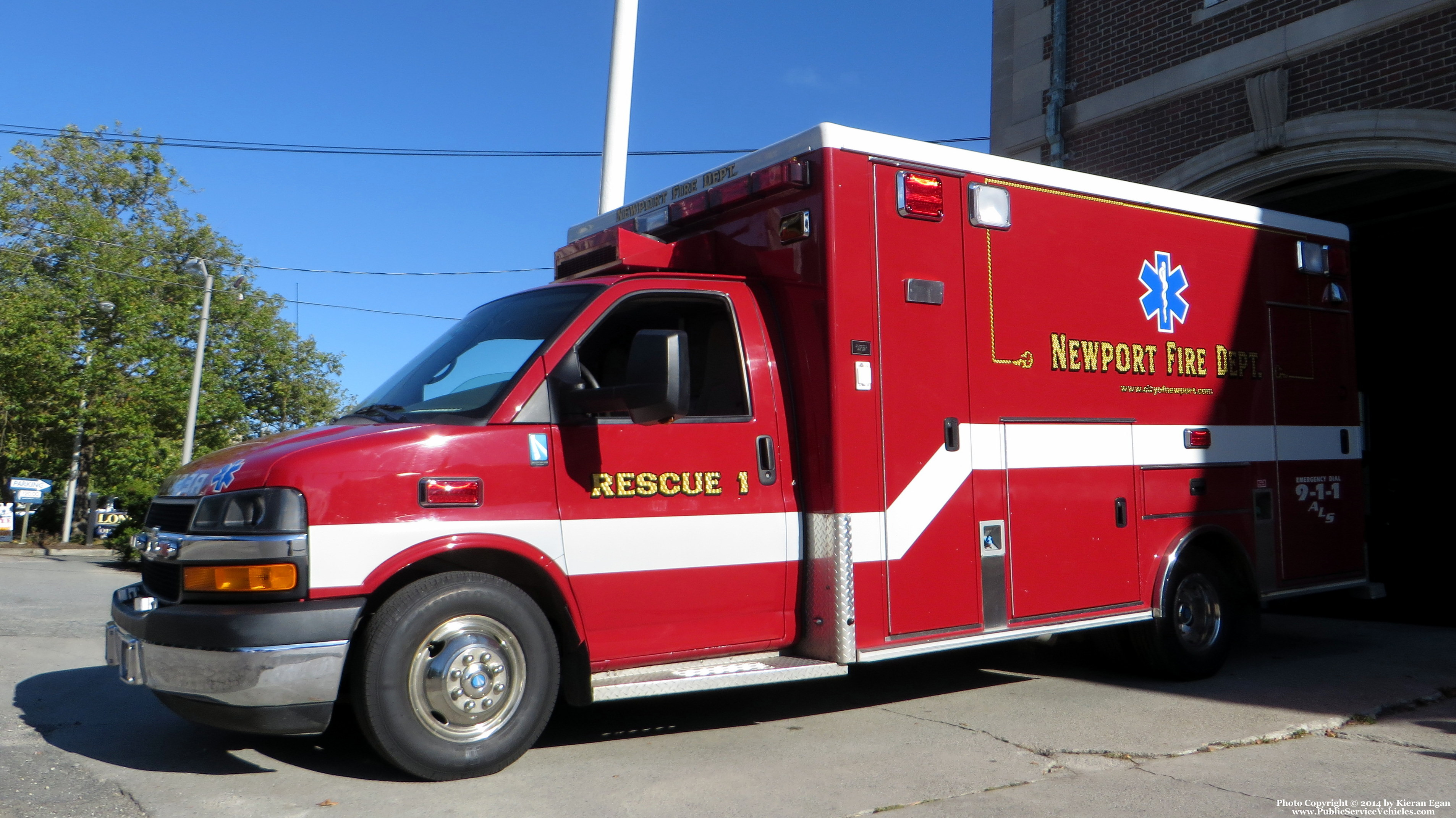 A photo  of Newport Fire
            Rescue 1, a 2016 Chevrolet G4500             taken by Kieran Egan