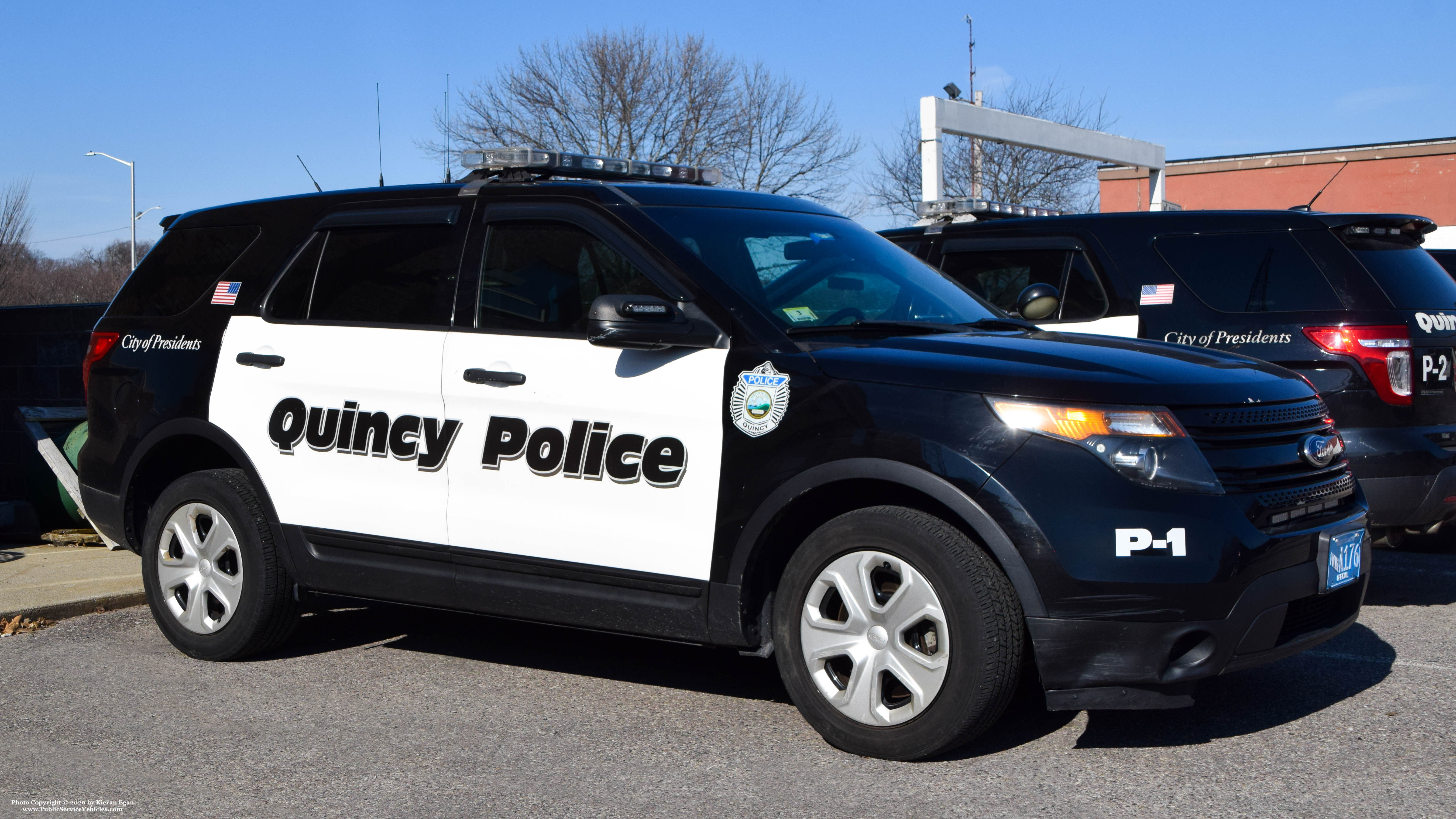 A photo  of Quincy Police
            P-1, a 2013 Ford Police Interceptor Utility             taken by Kieran Egan