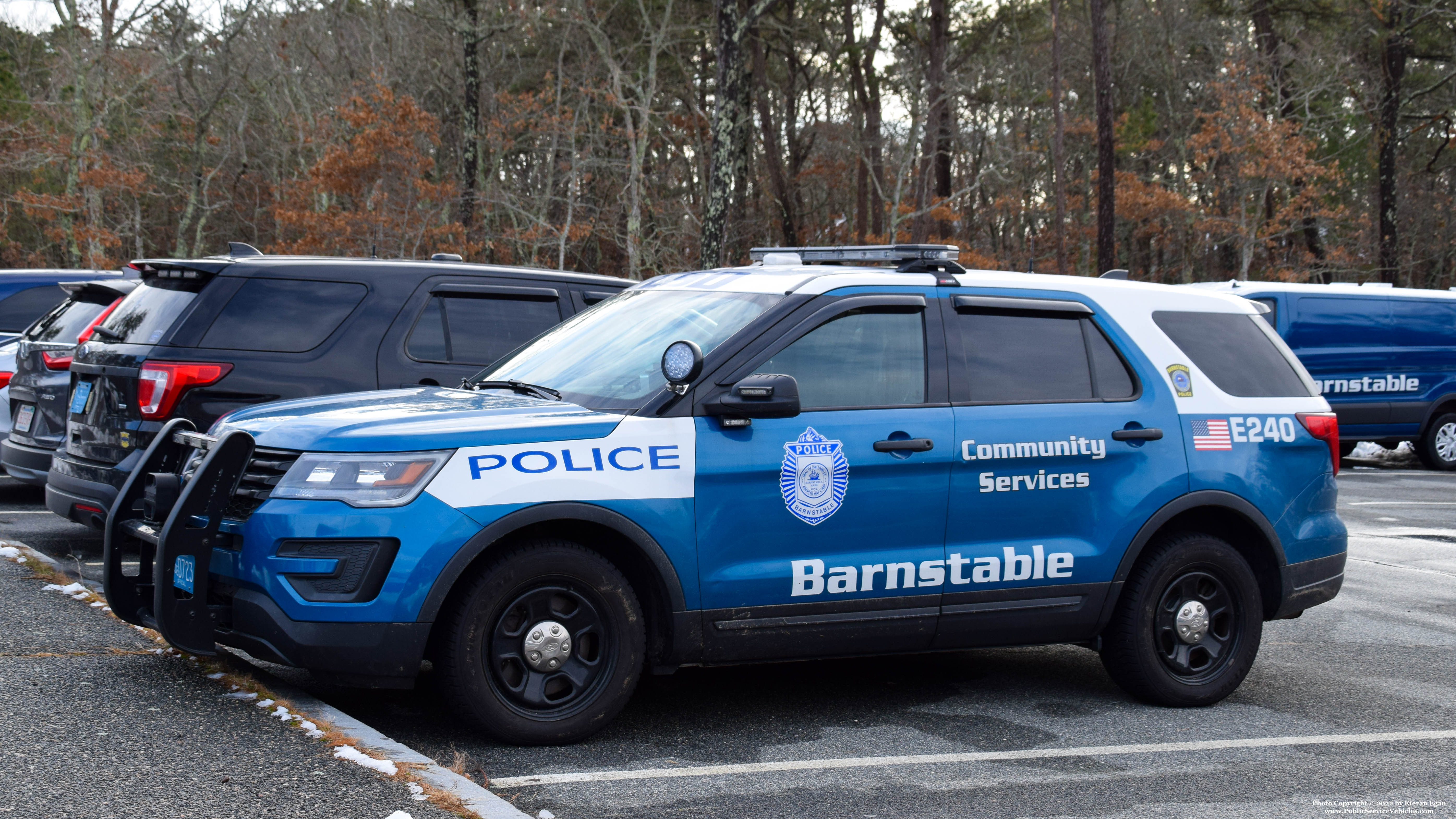 A photo  of Barnstable Police
            E-240, a 2018 Ford Police Interceptor Utility             taken by Kieran Egan