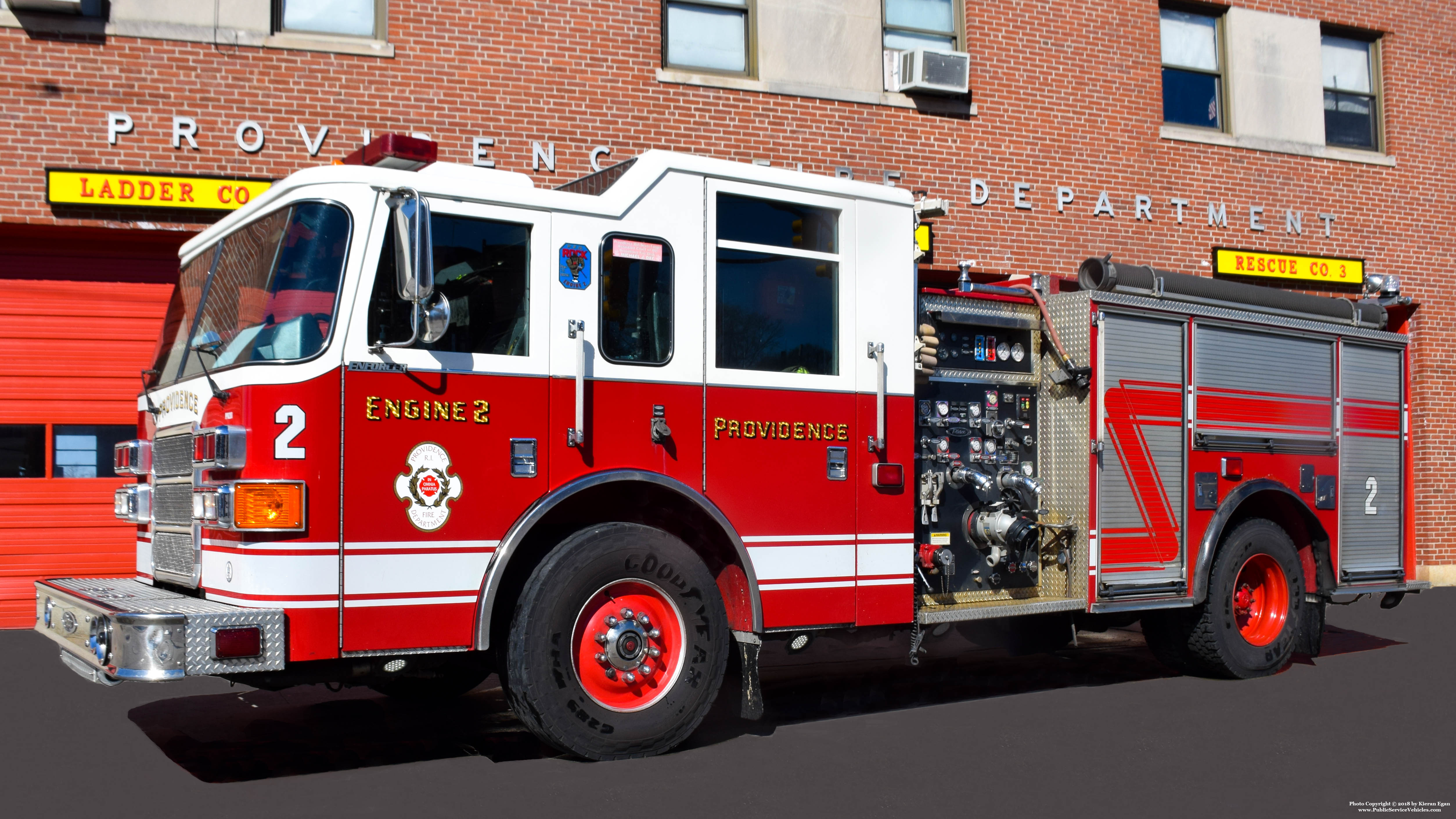 A photo  of Providence Fire
            Engine 2, a 2002 Pierce Enforcer             taken by Kieran Egan
