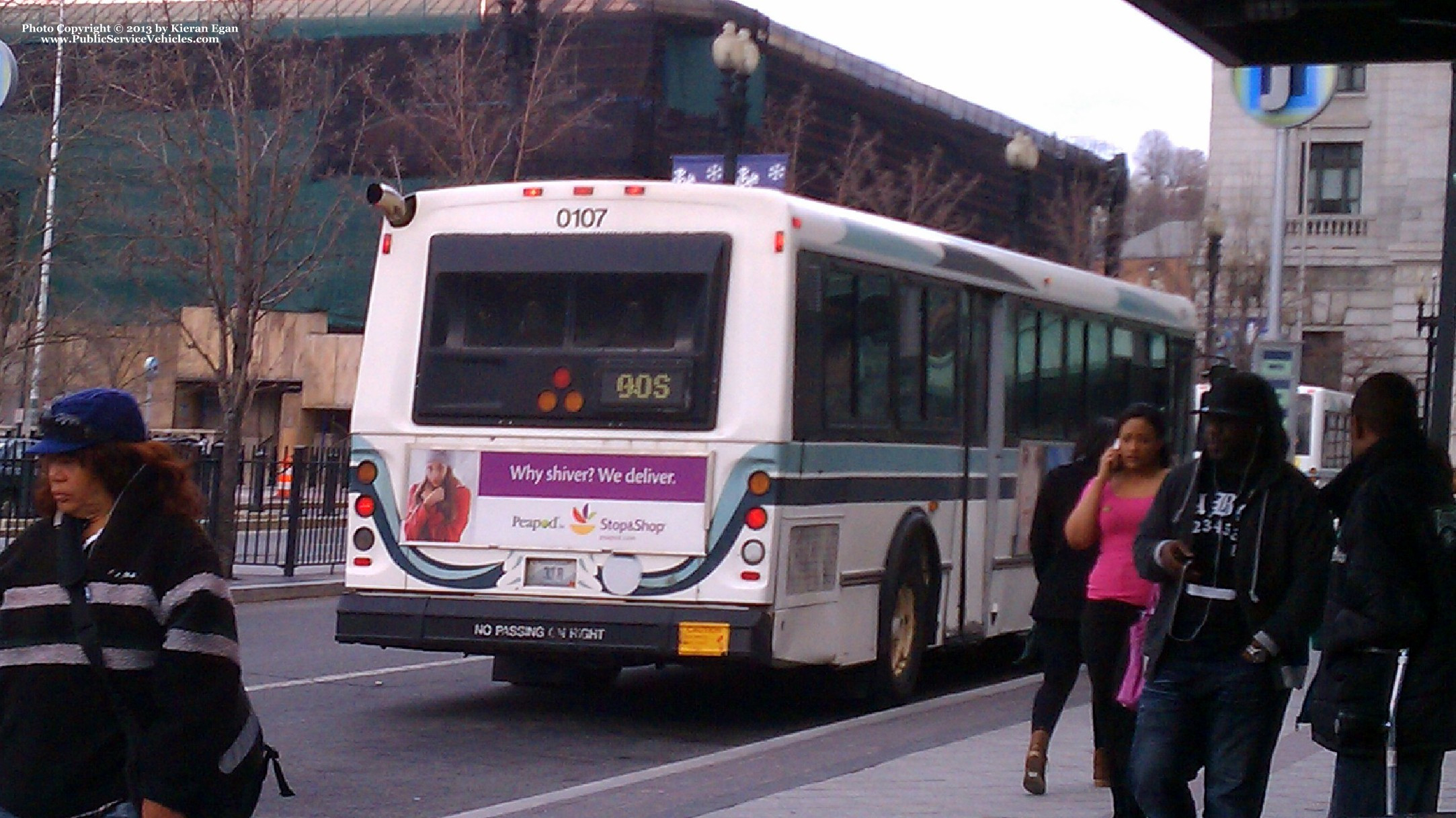 A photo  of Rhode Island Public Transit Authority
            Bus 0107, a 2001 Orion V 05.501             taken by Kieran Egan