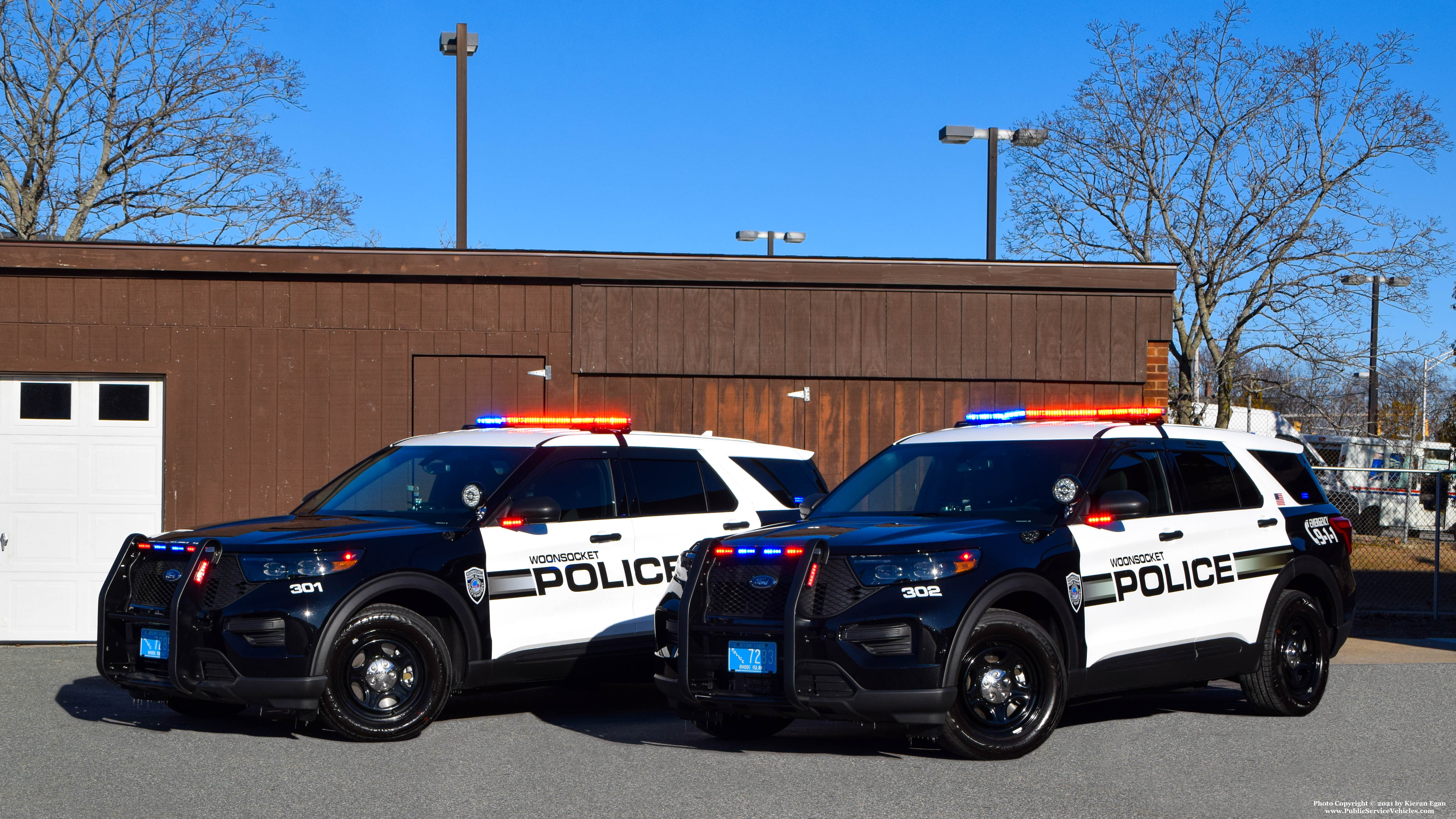 A photo  of Woonsocket Police
            Cruiser 301, a 2021 Ford Police Interceptor Utility             taken by Kieran Egan
