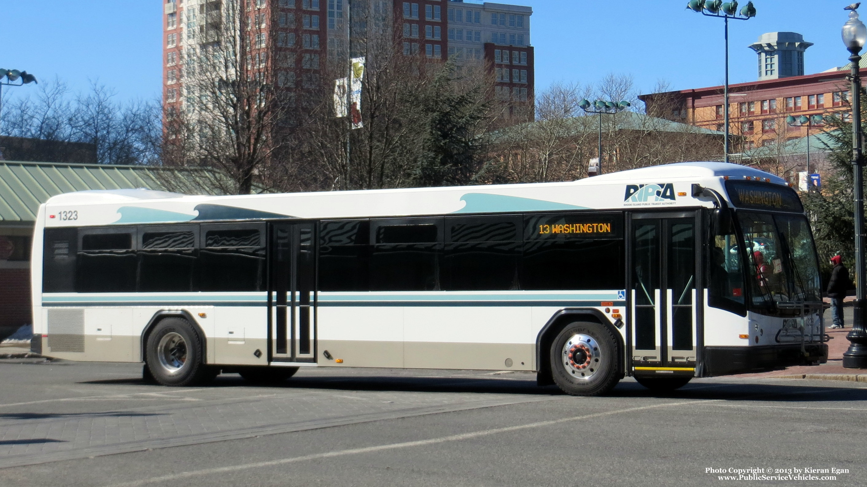 A photo  of Rhode Island Public Transit Authority
            Bus 1323, a 2013 Gillig BRT             taken by Kieran Egan