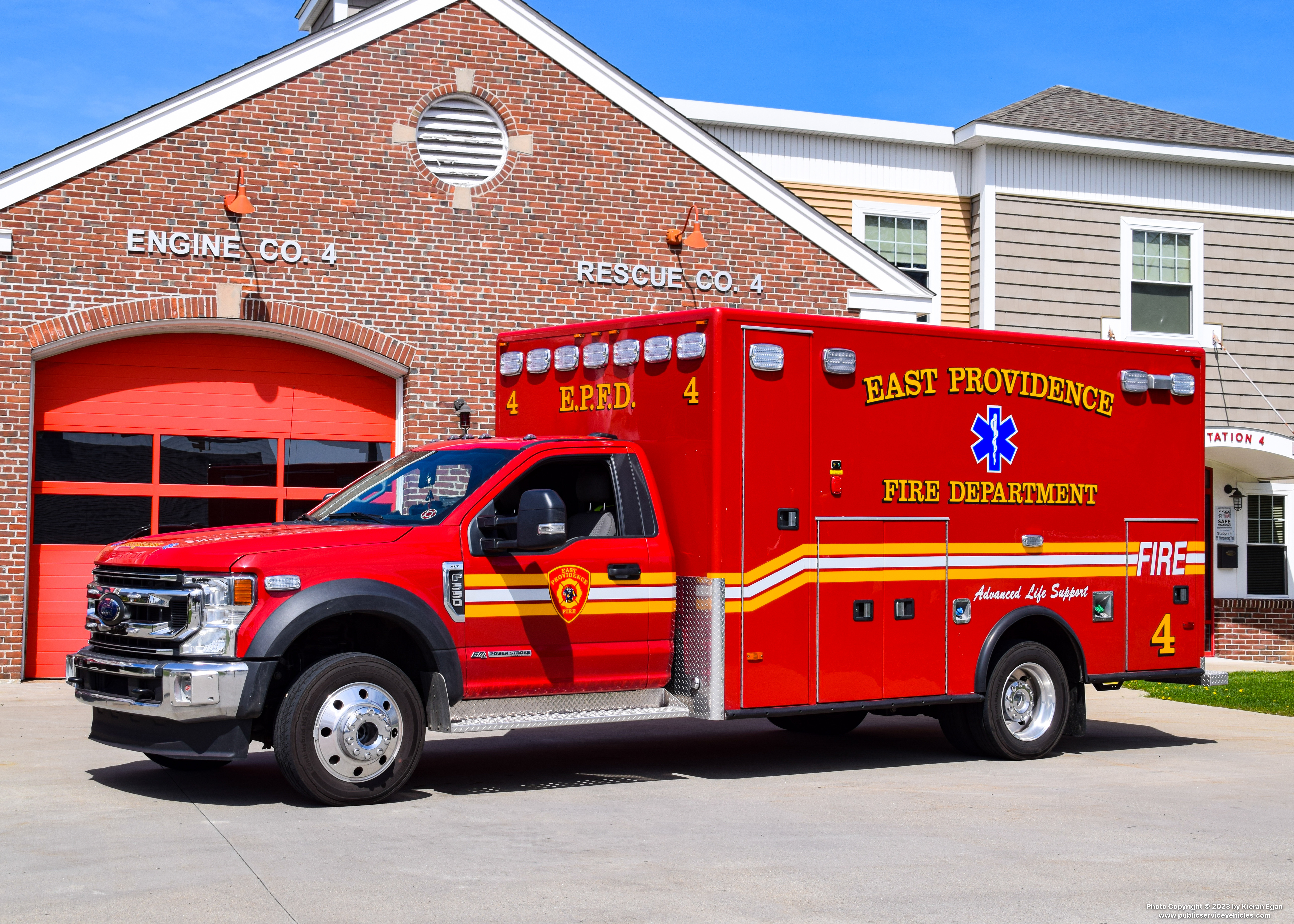 A photo  of East Providence Fire
            Rescue 4, a 2022 Ford F-550/PL Custom             taken by Kieran Egan