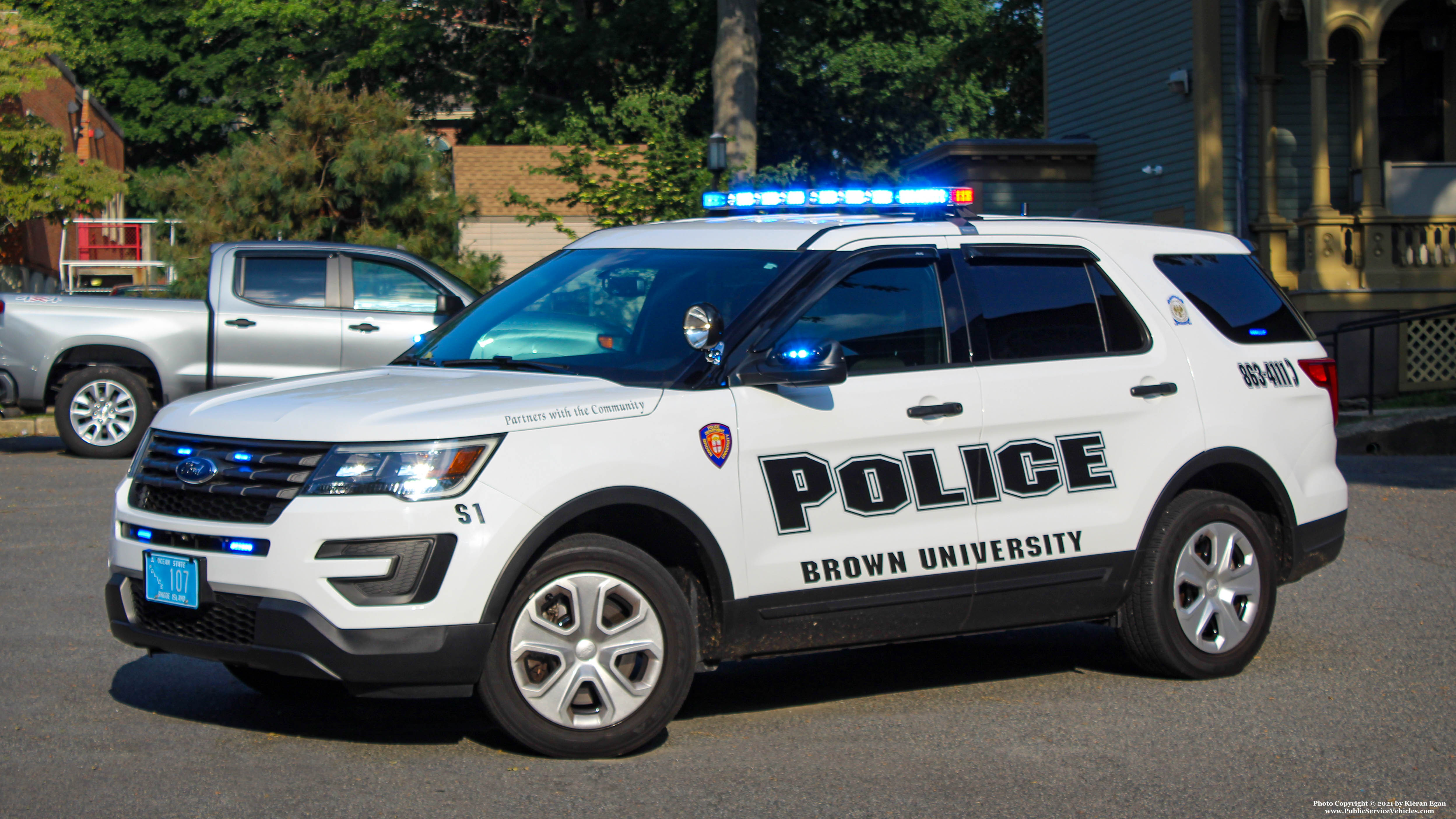 A photo  of Brown University Police
            Supervisor 1, a 2019 Ford Police Interceptor Utility             taken by Kieran Egan