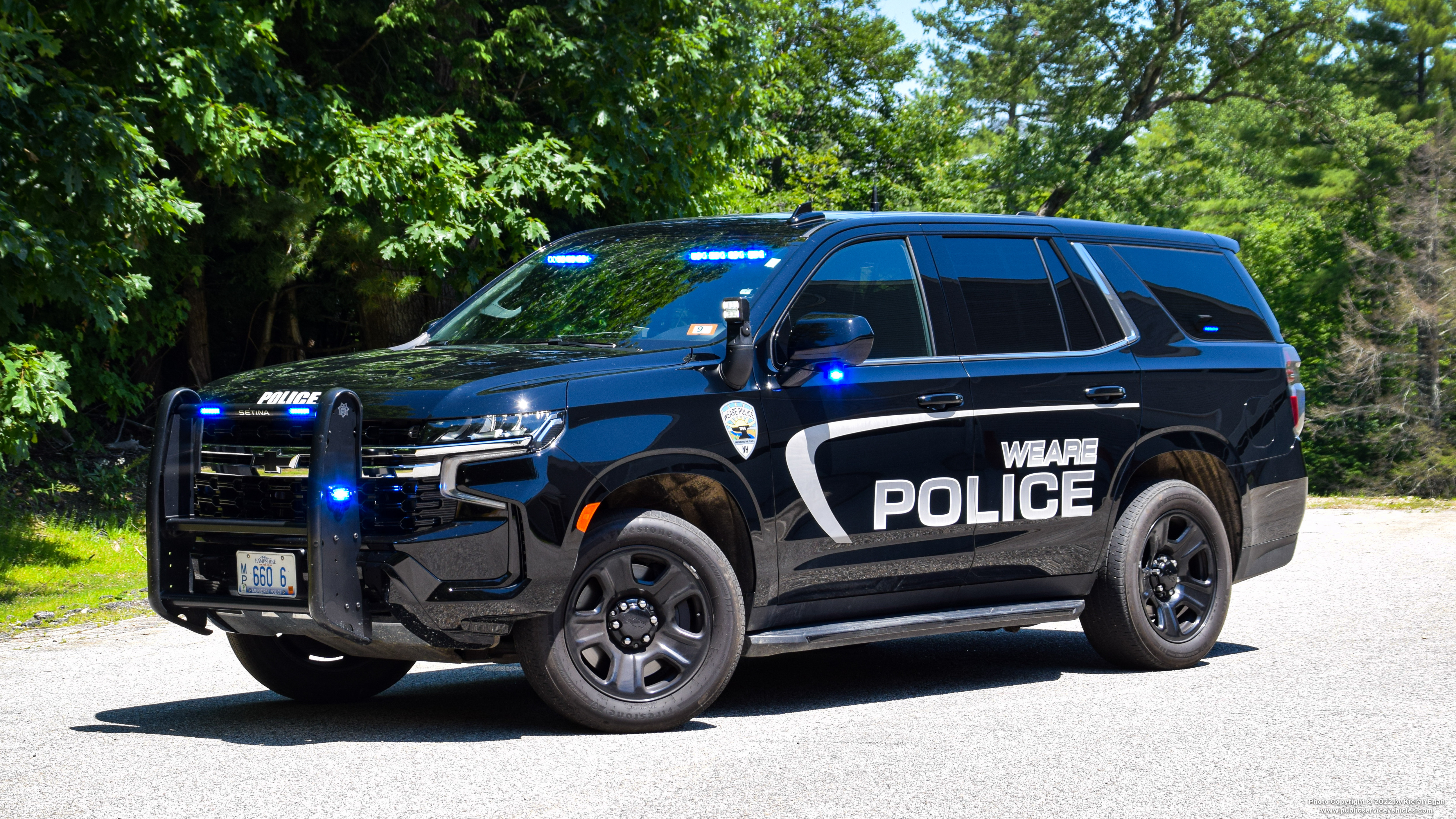 A photo  of Weare Police
            Car 6, a 2021 Chevrolet Tahoe             taken by Kieran Egan