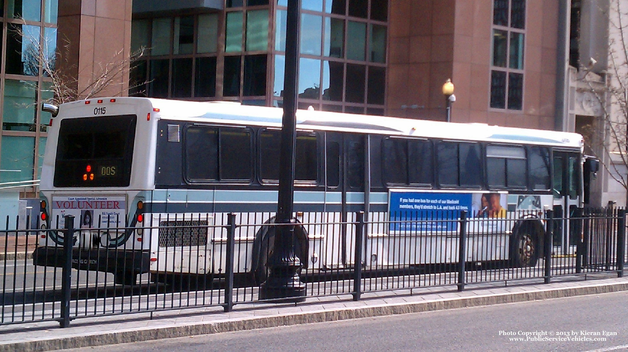 A photo  of Rhode Island Public Transit Authority
            Bus 0115, a 2001 Orion V 05.501             taken by Kieran Egan