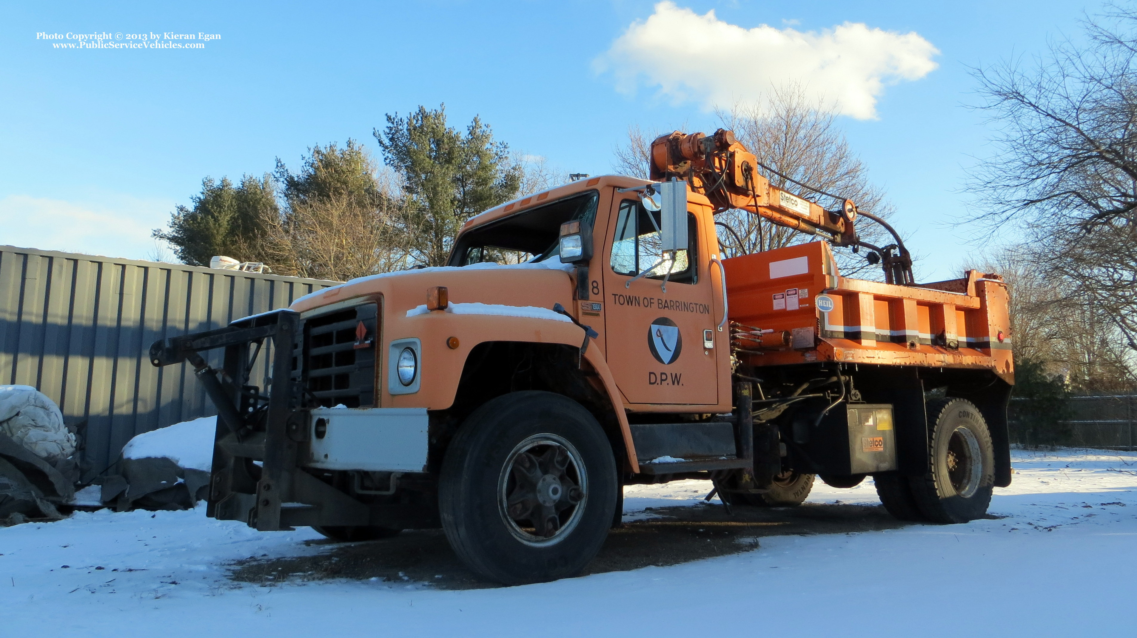 A photo  of Barrington Public Works
            Truck 8, a 1988 International S1900             taken by Kieran Egan