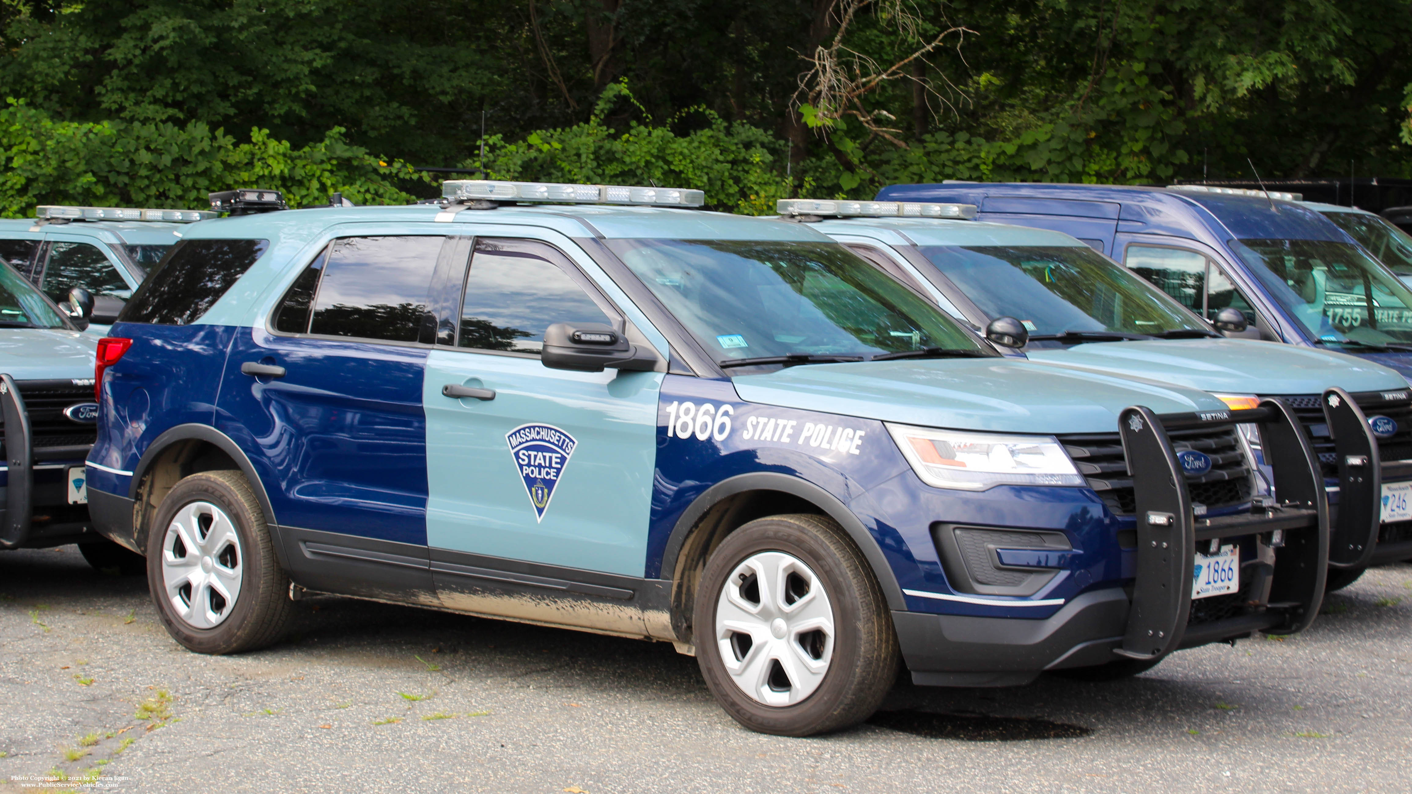 A photo  of Massachusetts State Police
            Cruiser 1866, a 2017 Ford Police Interceptor Utility             taken by Kieran Egan