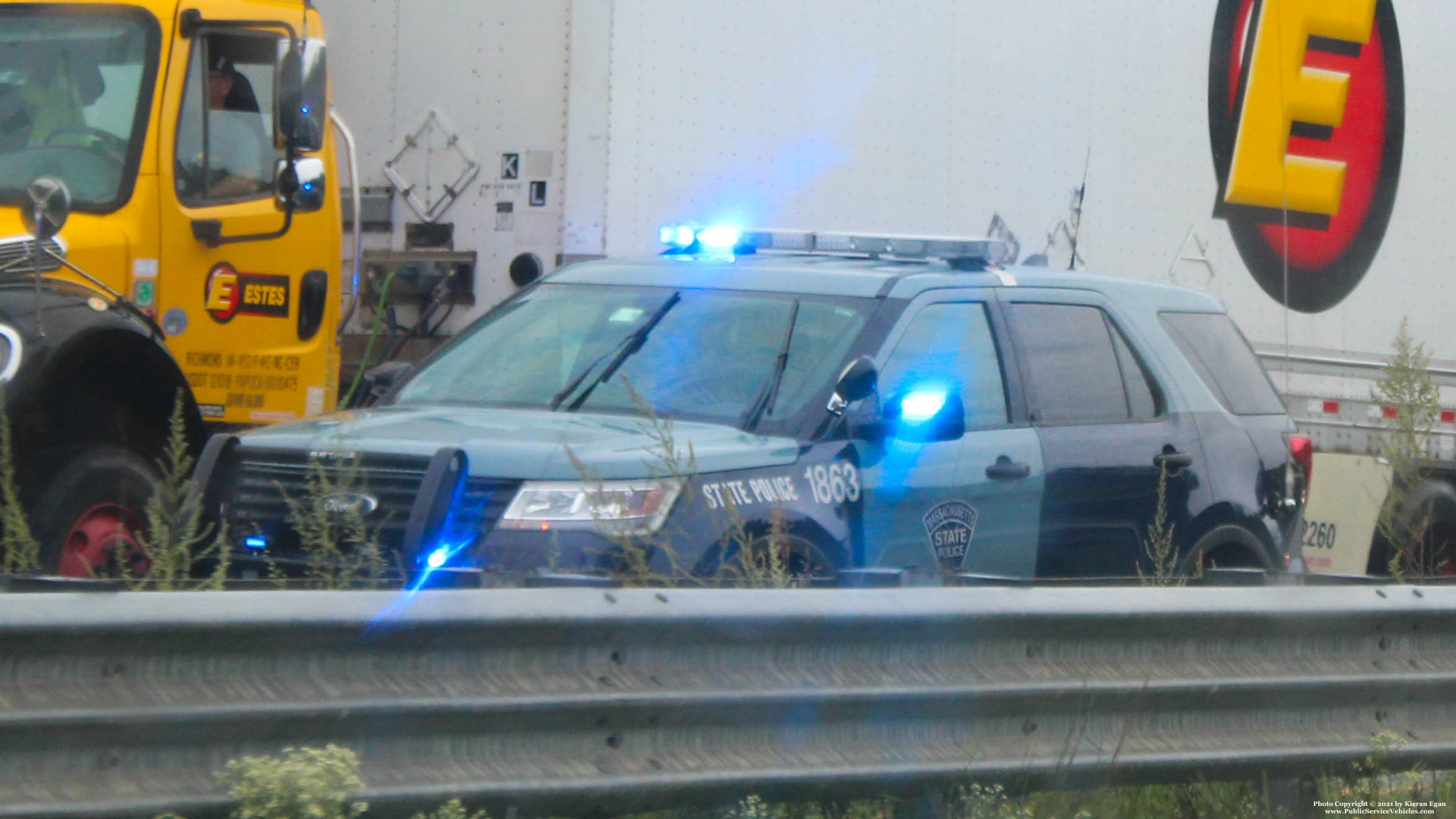 A photo  of Massachusetts State Police
            Cruiser 1863, a 2017 Ford Police Interceptor Utility             taken by Kieran Egan