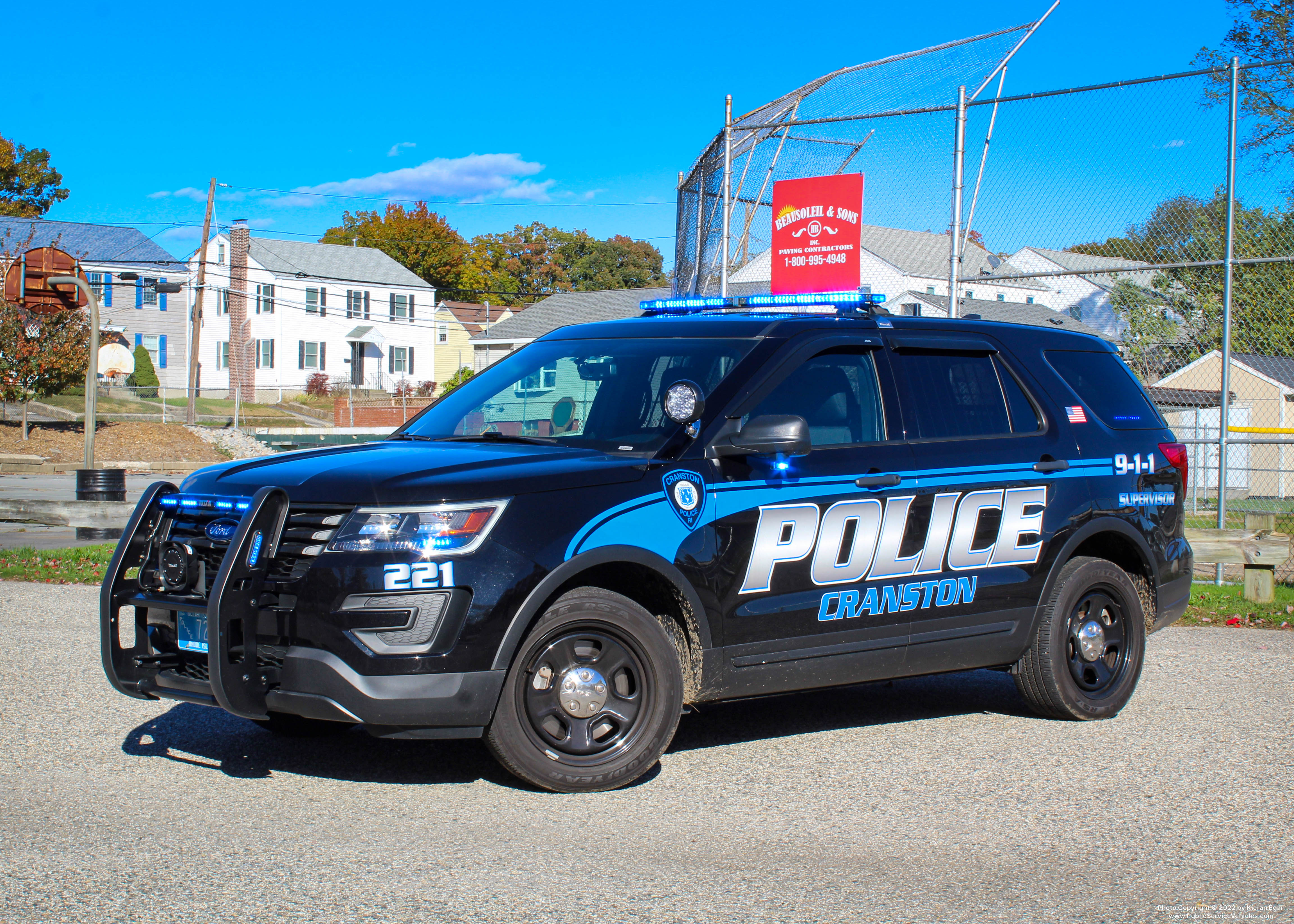 A photo  of Cranston Police
            Cruiser 221, a 2019 Ford Police Interceptor Utility             taken by Kieran Egan