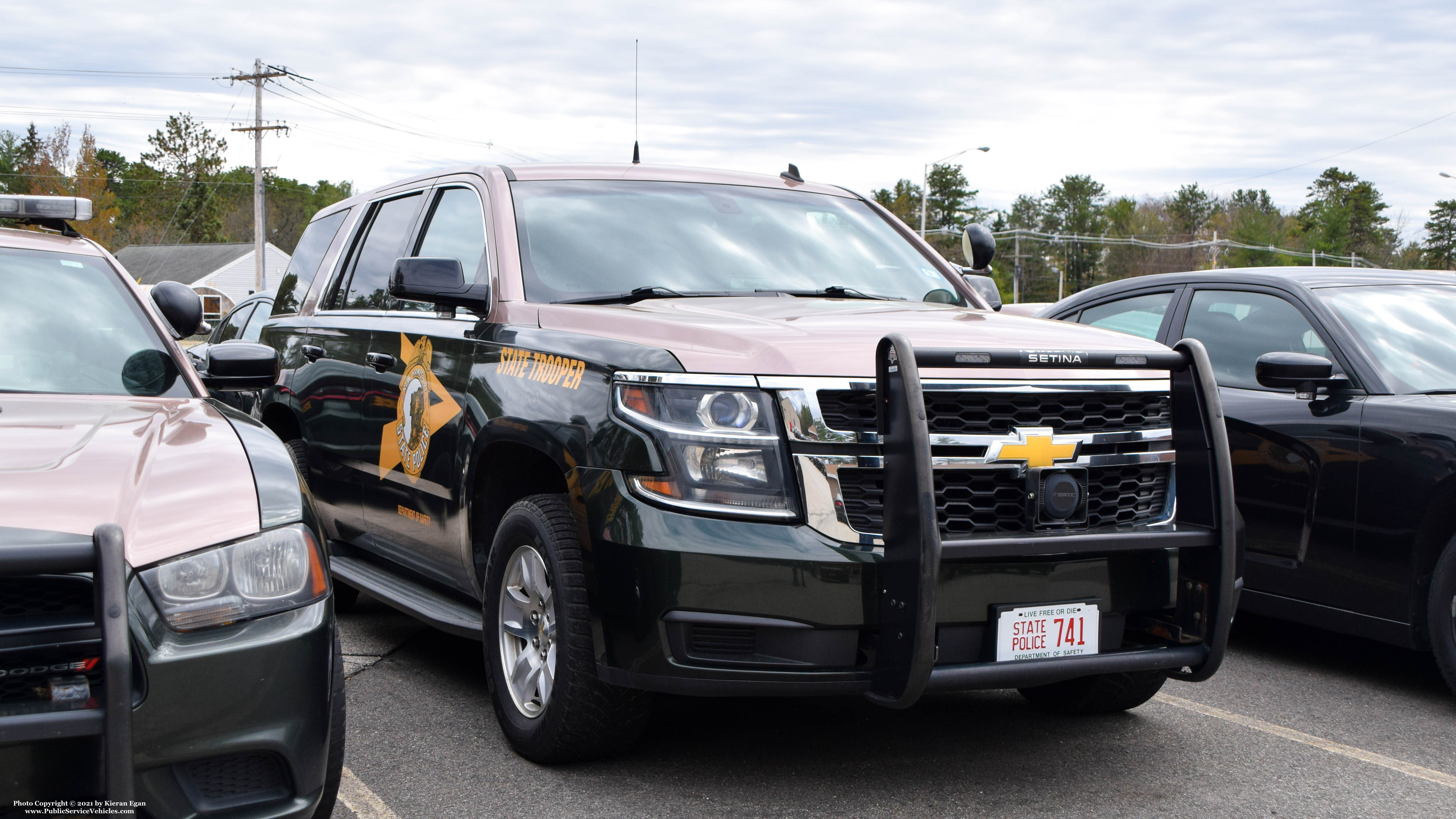 A photo  of New Hampshire State Police
            Cruiser 741, a 2015-2019 Chevrolet Tahoe             taken by Kieran Egan