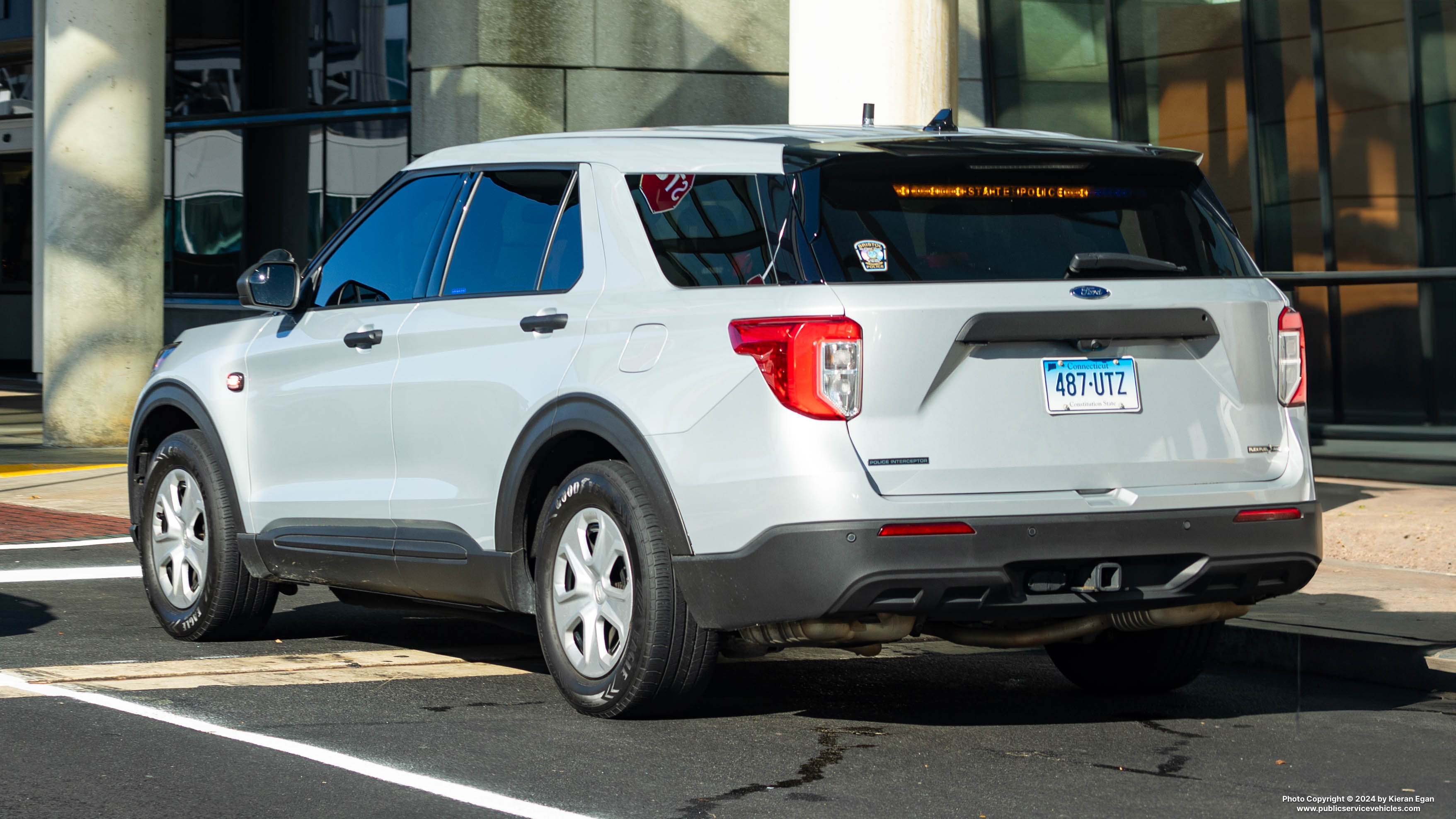 A photo  of Connecticut State Police
            Cruiser 487, a 2020 Ford Police Interceptor Utility             taken by Kieran Egan