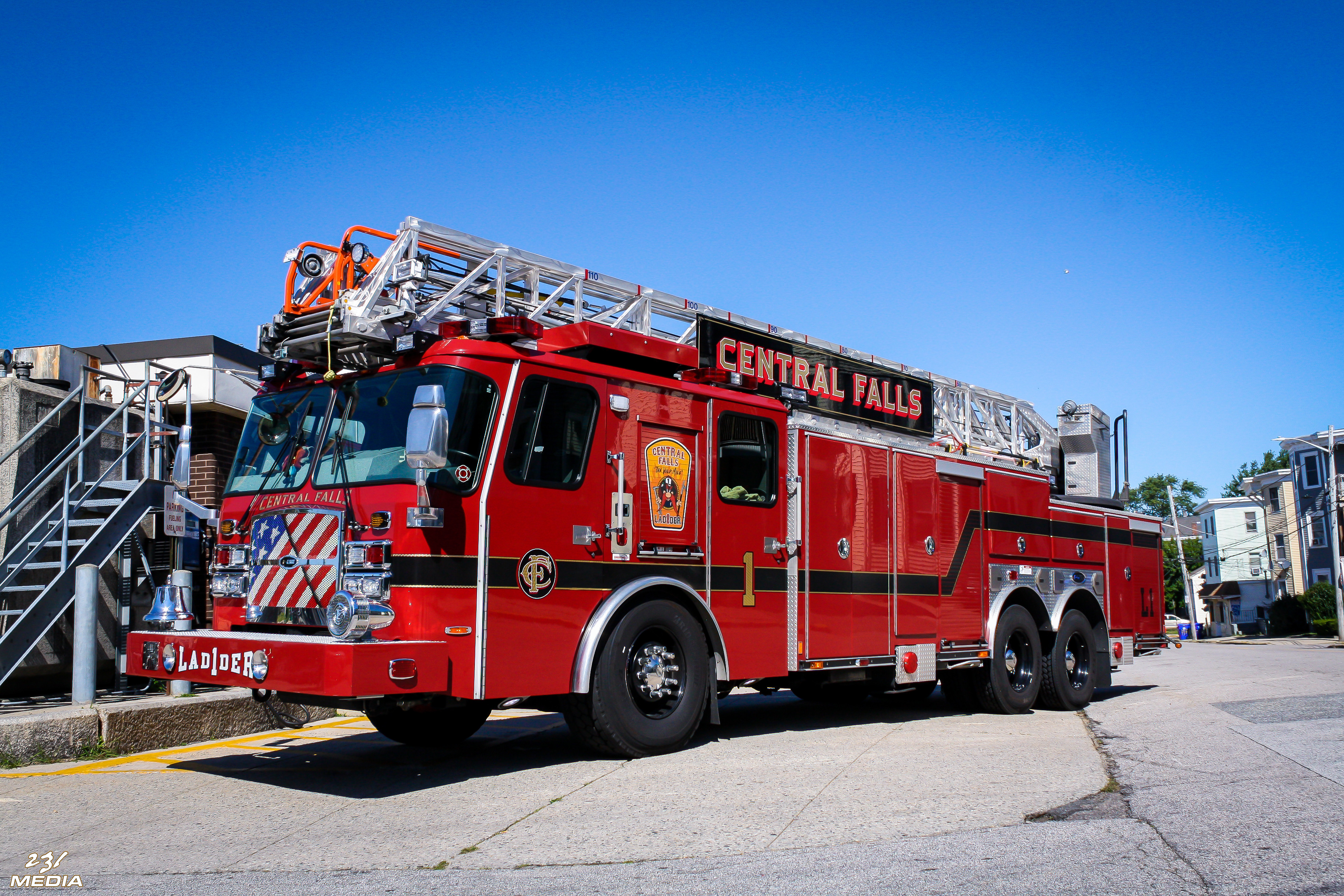 A photo  of Central Falls Fire
            Ladder 1, a 2015 E-One Cyclone II             taken by Luke Tougas