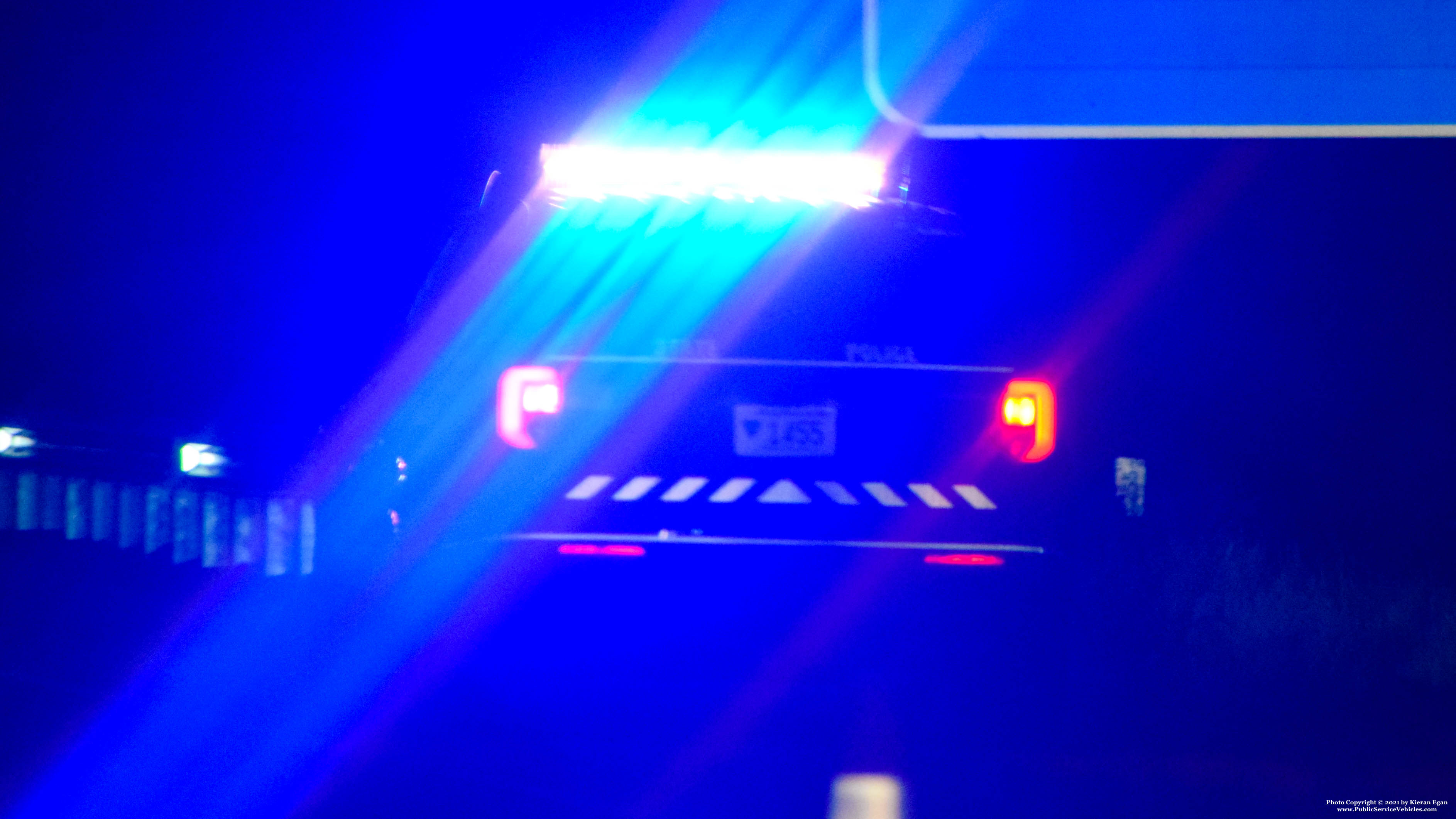 A photo  of Massachusetts State Police
            Cruiser 1455, a 2020 Ford Police Interceptor Utility Hybrid             taken by Kieran Egan