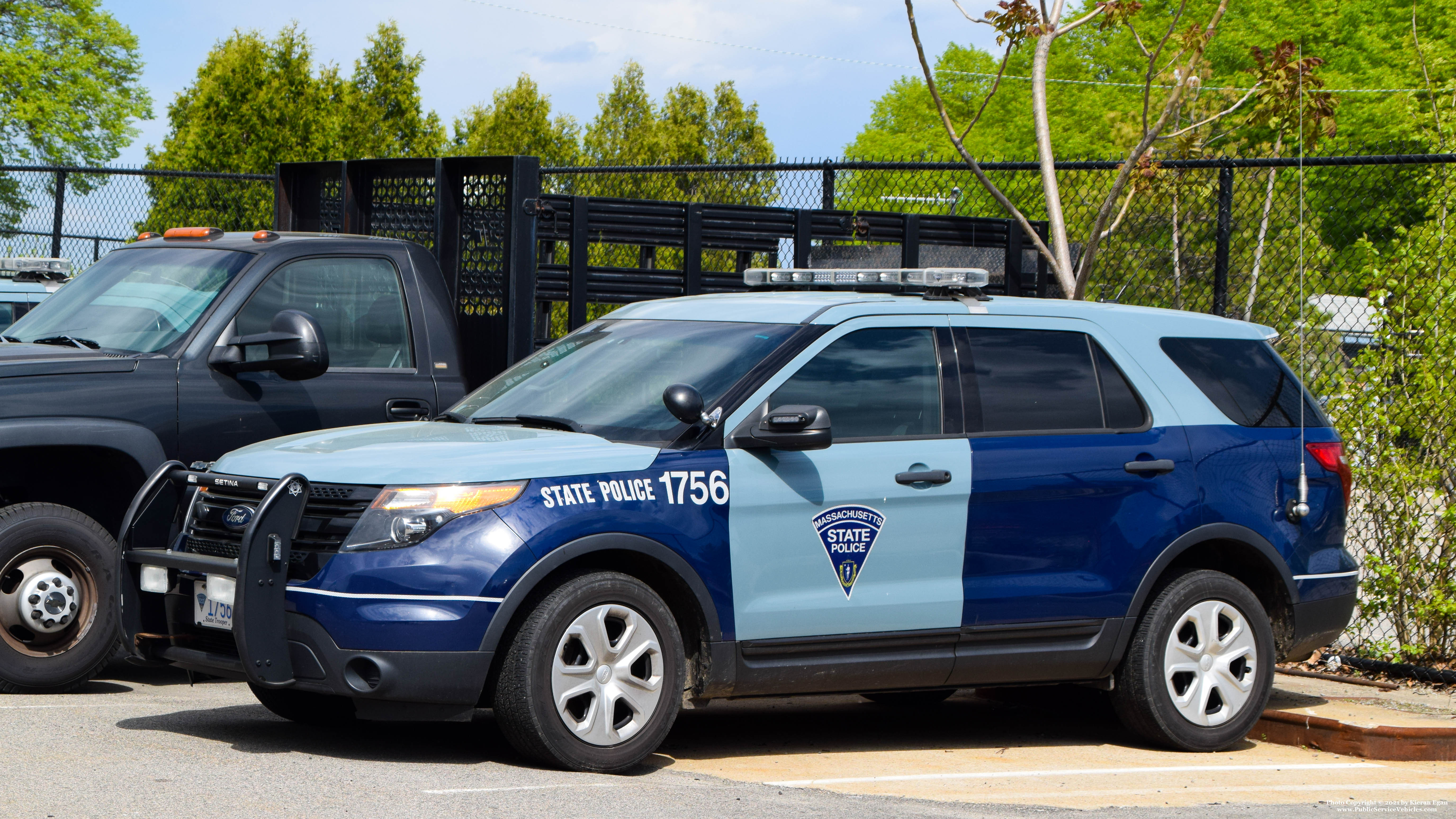 A photo  of Massachusetts State Police
            Cruiser 1756, a 2014 Ford Police Interceptor Utility             taken by Kieran Egan