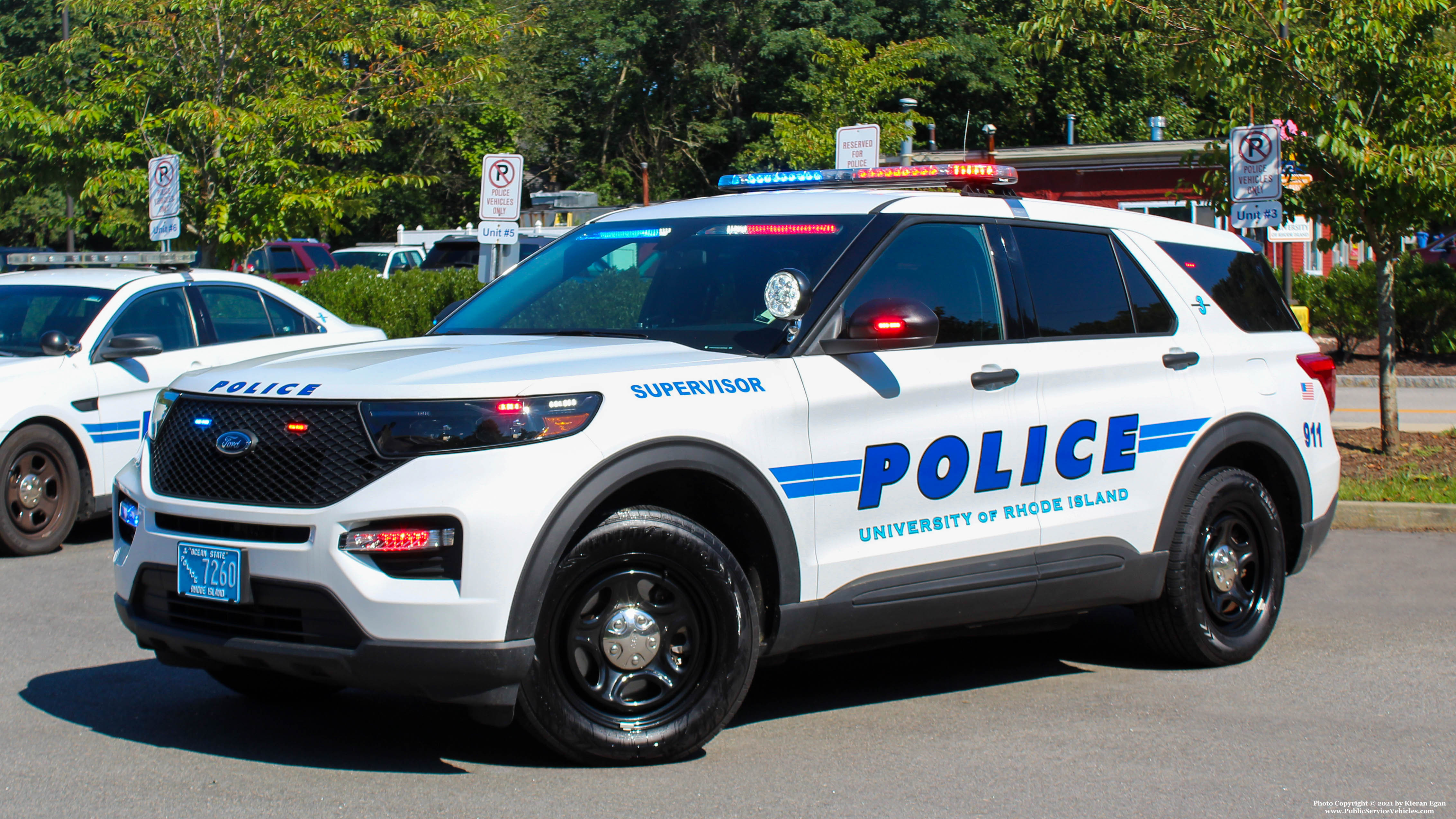 A photo  of University of Rhode Island Police
            Car 3, a 2020 Ford Police Interceptor Utility Hybrid             taken by Kieran Egan