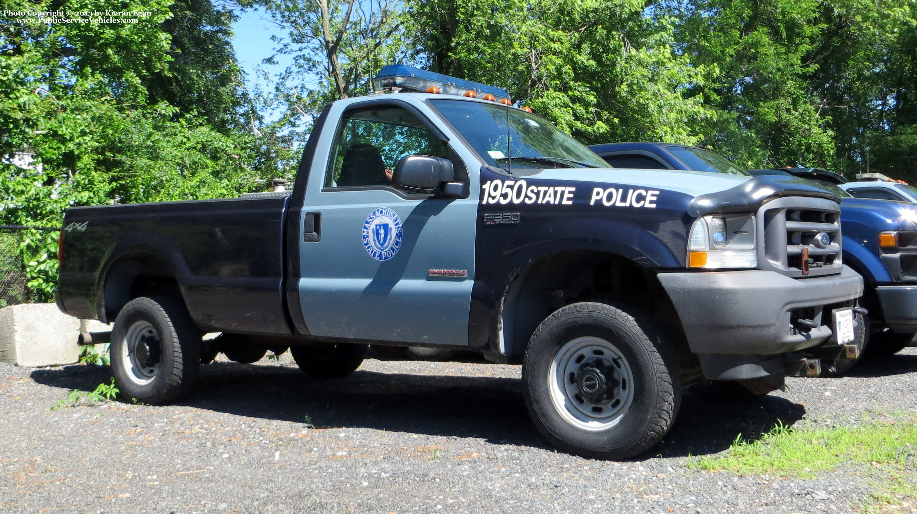A photo  of Massachusetts State Police
            Cruiser 1950, a 2003 Ford F-350 XL             taken by Kieran Egan