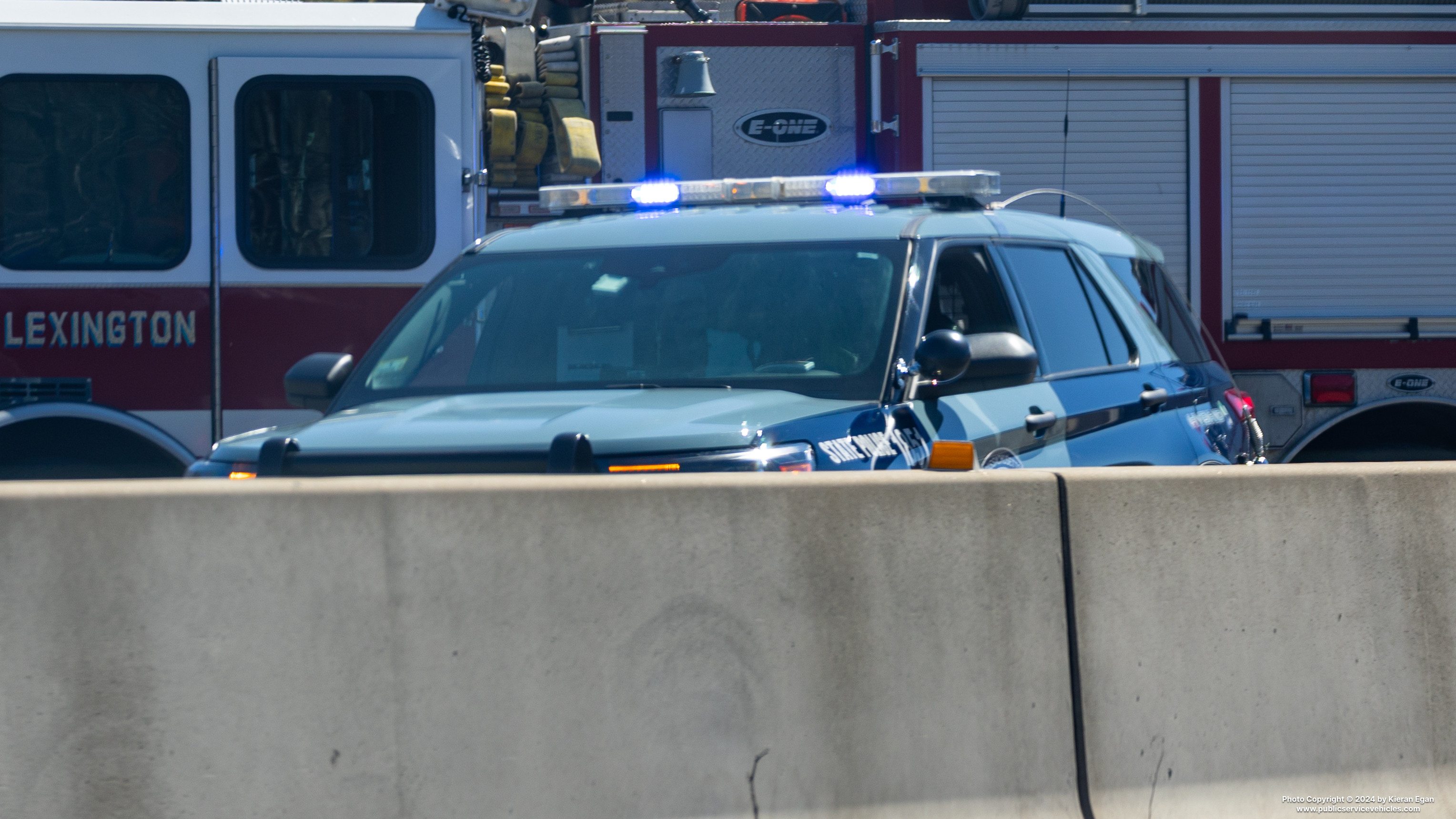 A photo  of Massachusetts State Police
            Cruiser 1851, a 2021 Ford Police Interceptor Utility Hybrid             taken by Kieran Egan