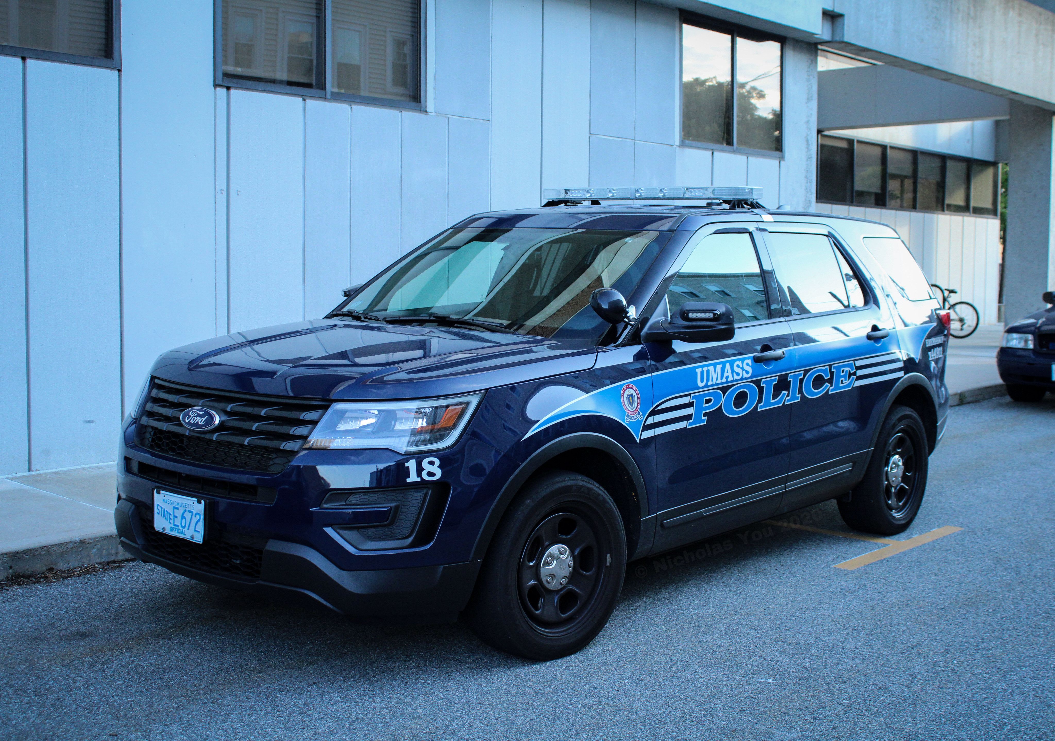 A photo  of University of Massachusetts Lowell Police
            Cruiser 18, a 2016-2019 Ford Police Interceptor Utility             taken by Nicholas You