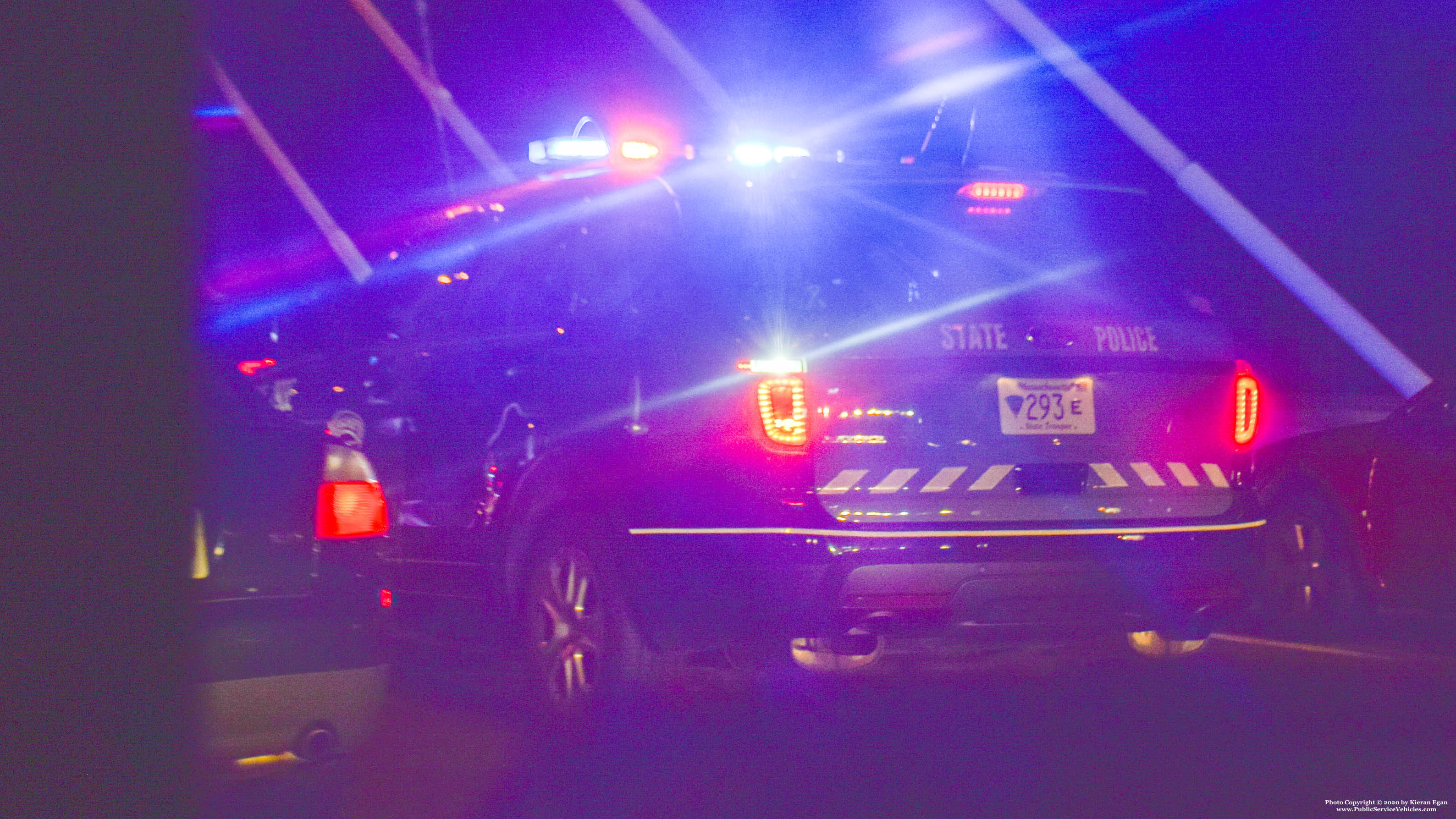 A photo  of Massachusetts State Police
            Cruiser 293E, a 2013-2015 Ford Police Interceptor Utility             taken by Kieran Egan