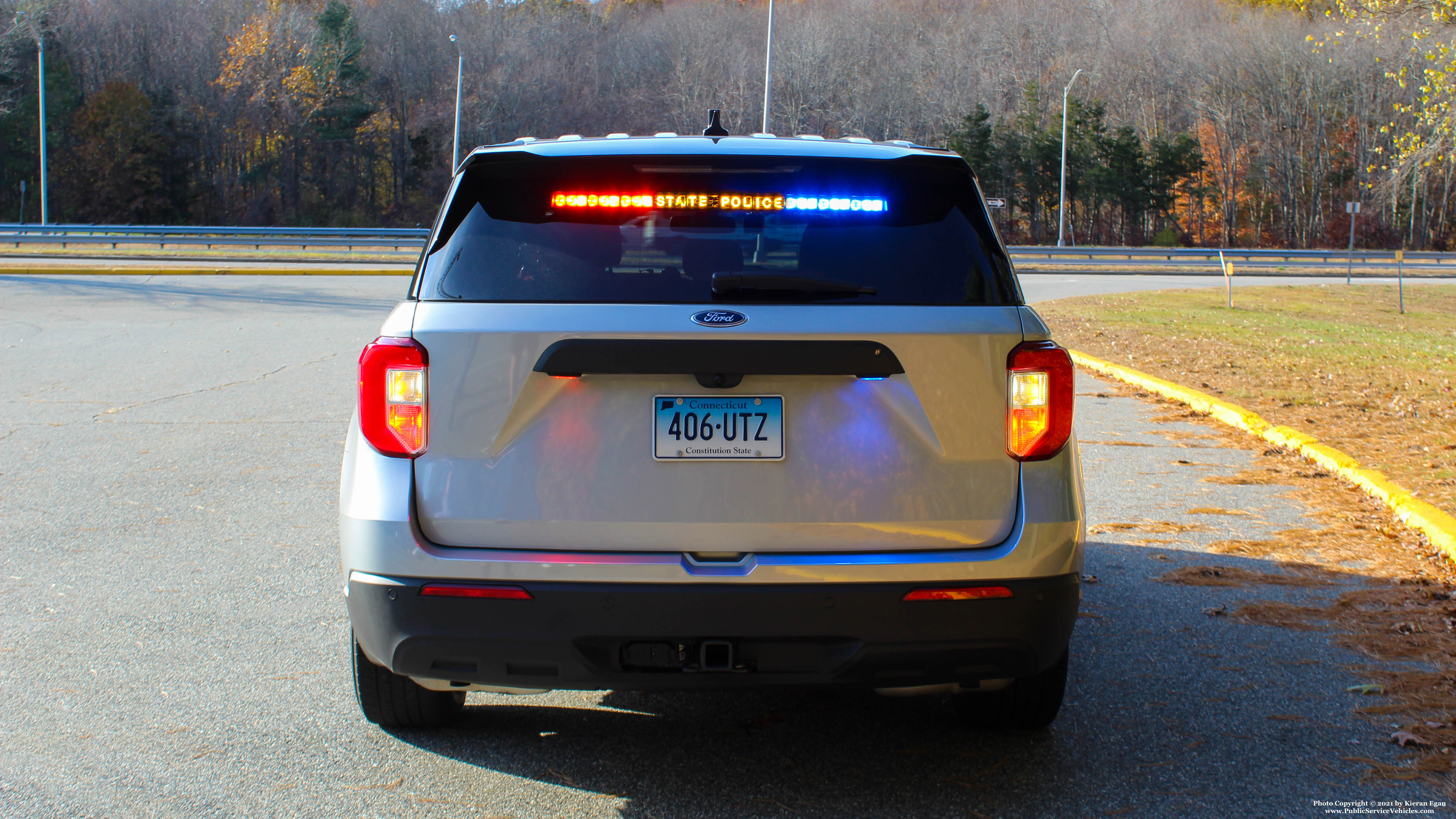 A photo  of Connecticut State Police
            Cruiser 406, a 2020 Ford Police Interceptor Utility Hybrid             taken by Kieran Egan