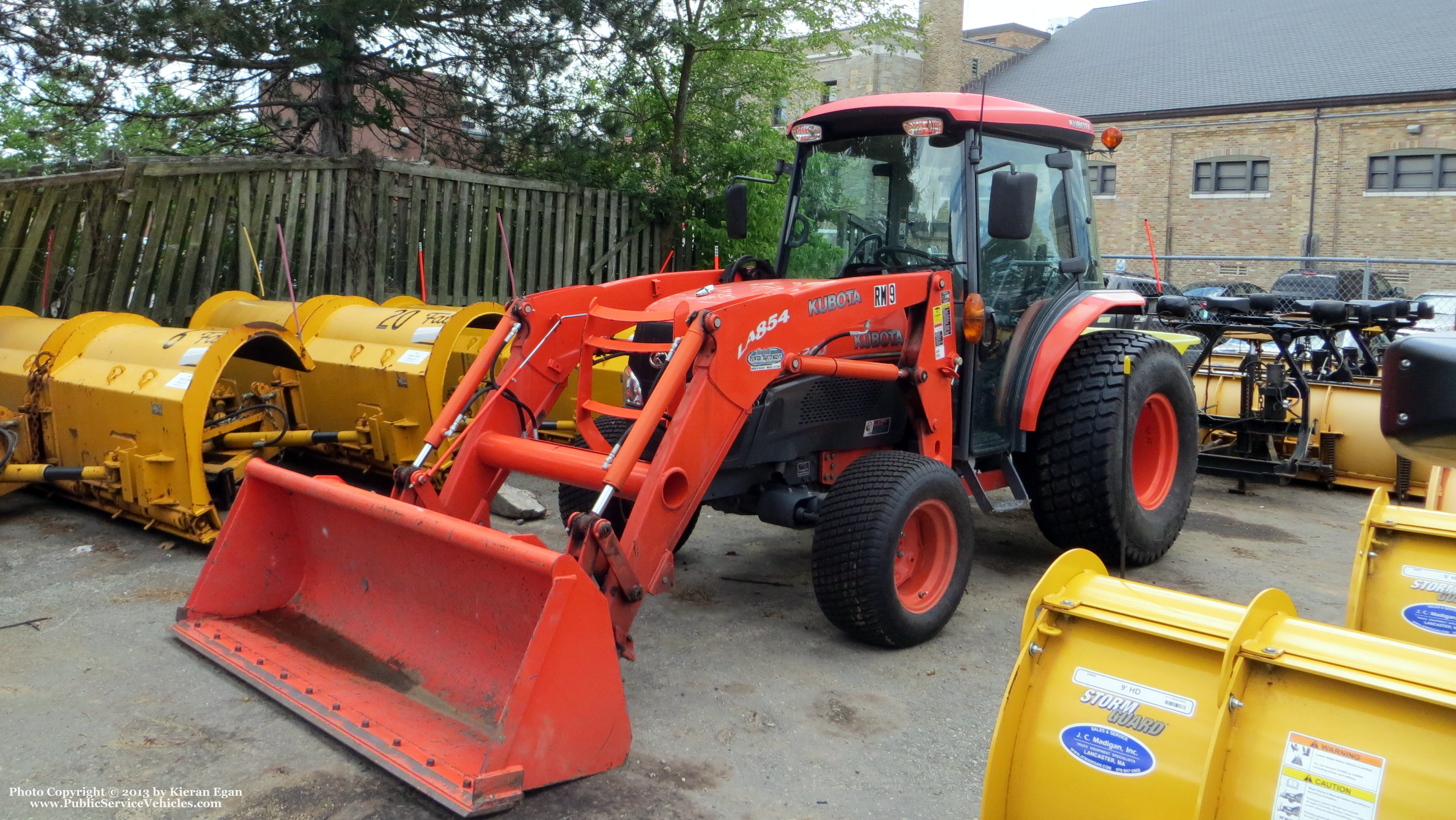 A photo  of Norwood Public Works
            Tractor 9, a 2000-2012 Kubota LA854             taken by Kieran Egan