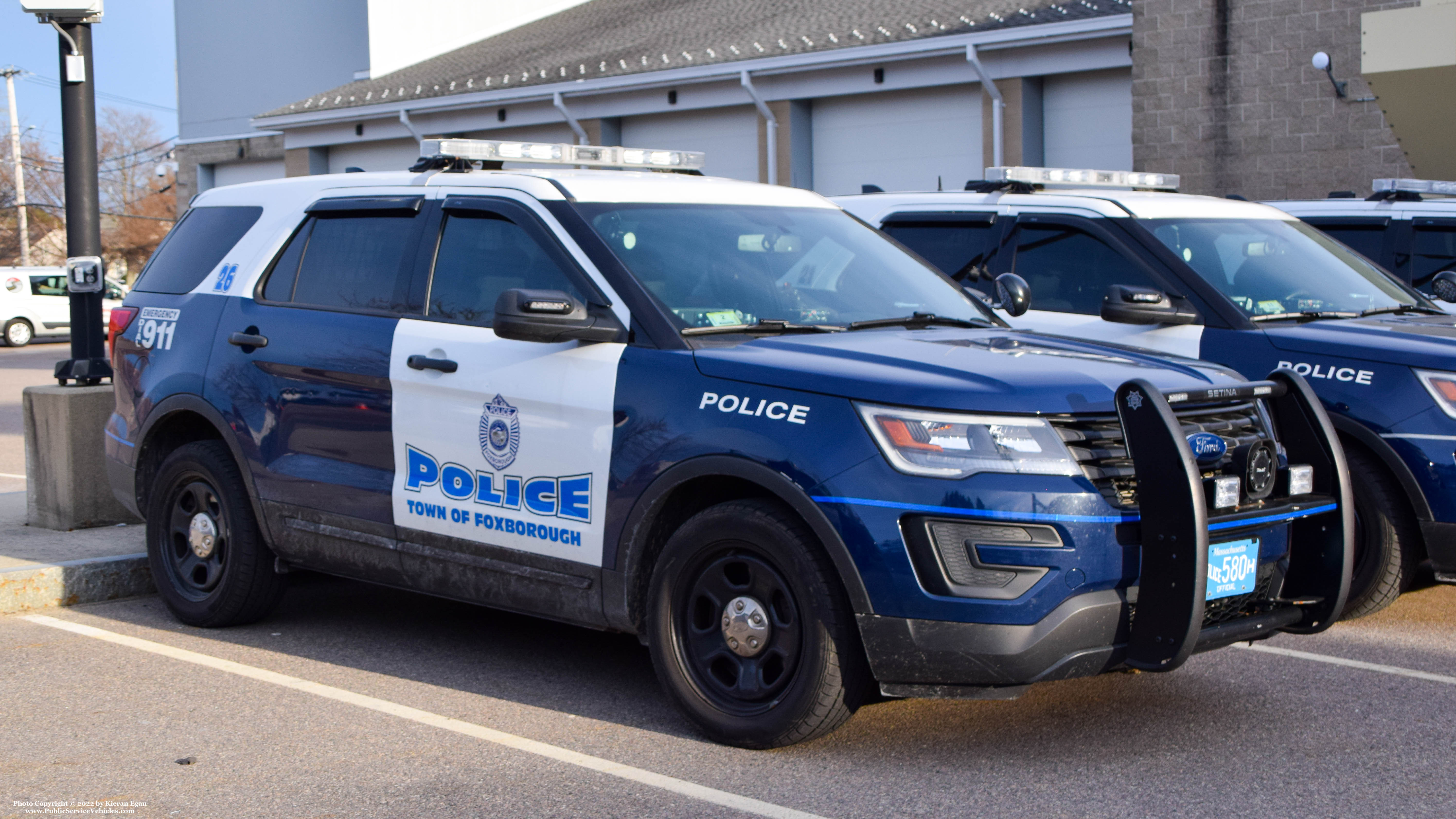 A photo  of Foxborough Police
            Cruiser 26, a 2017 Ford Police Interceptor Utility             taken by Kieran Egan