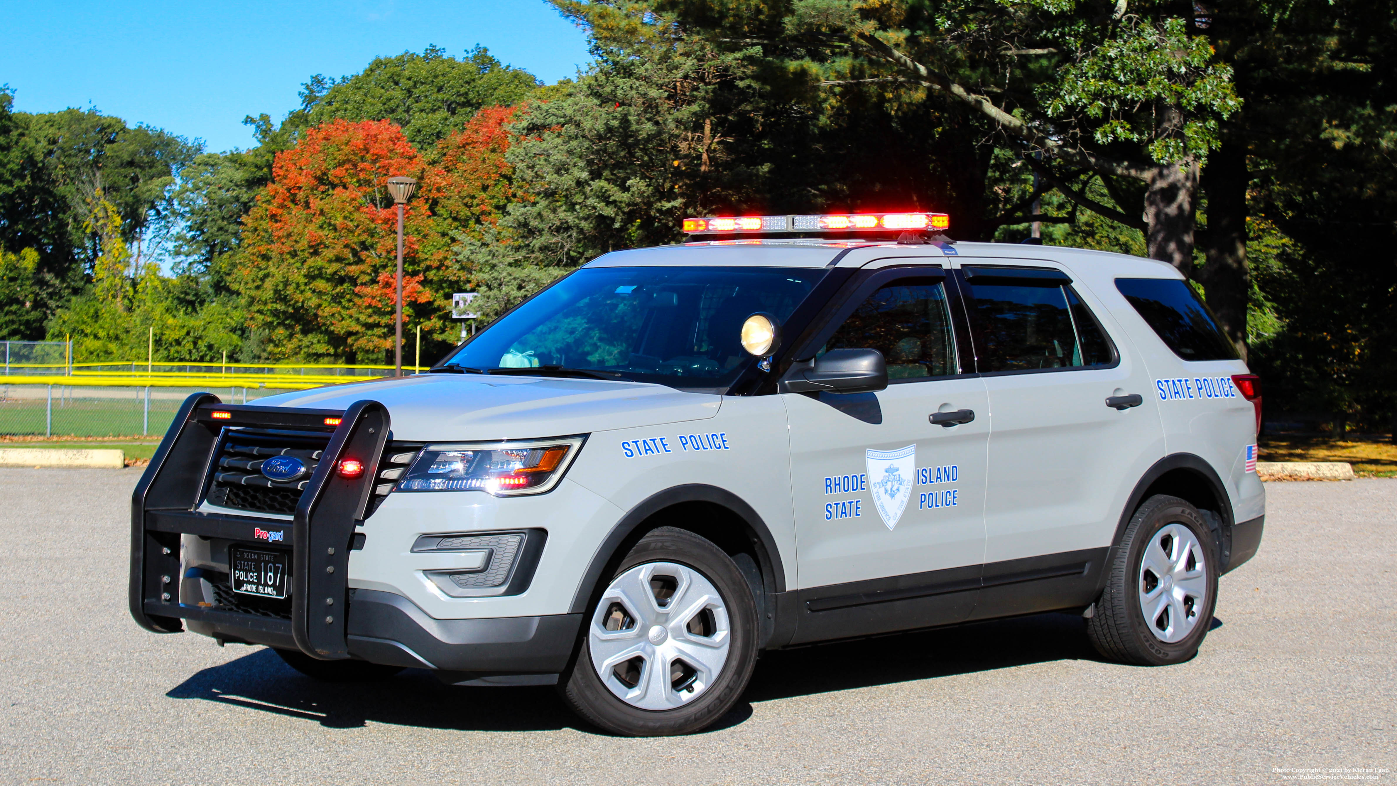 A photo  of Rhode Island State Police
            Cruiser 187, a 2016-2019 Ford Police Interceptor Utility             taken by Kieran Egan