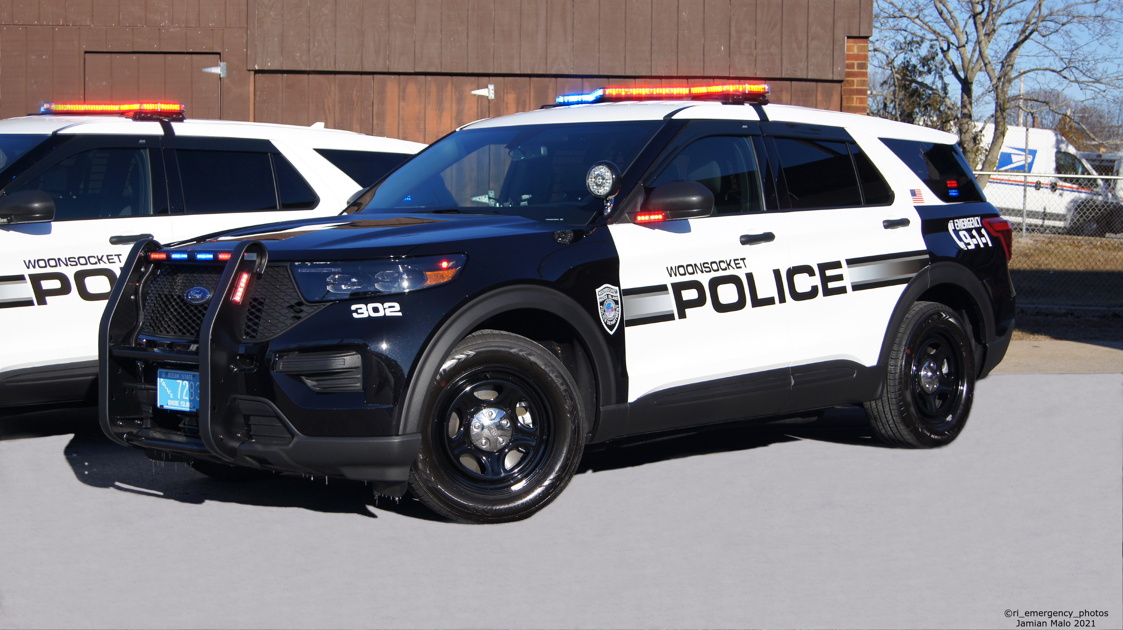 A photo  of Woonsocket Police
            Cruiser 302, a 2021 Ford Police Interceptor Utility             taken by Jamian Malo