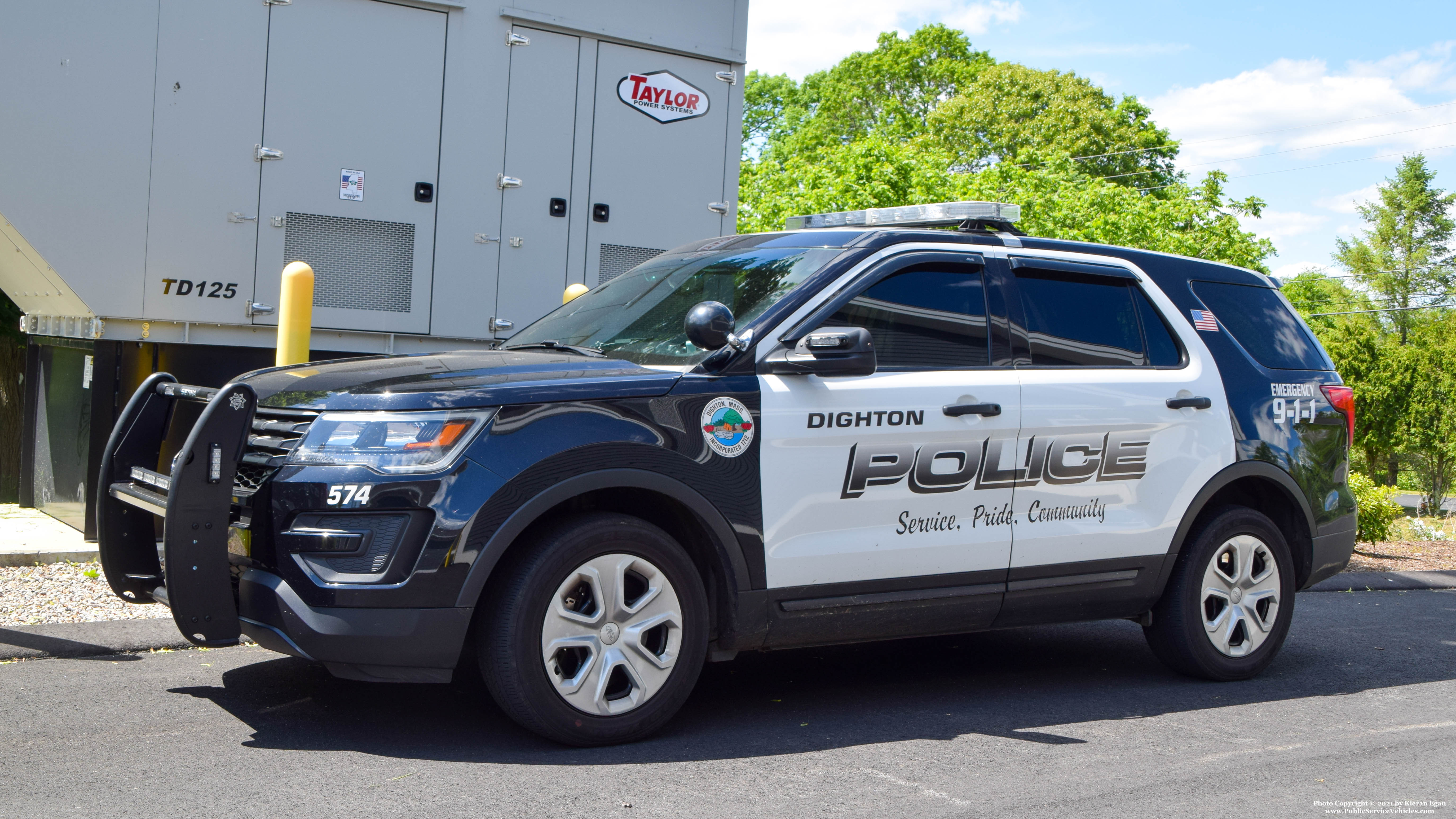 A photo  of Dighton Police
            Cruiser 574, a 2017 Ford Police Interceptor Utility             taken by Kieran Egan